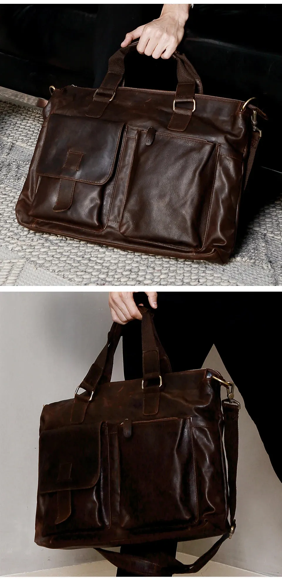 JOYIR Men's Briefcases Genuine Leather Office 17" Laptop Shoulder Bag Messenger Bag for Men Tote Male Handbags Portafolio