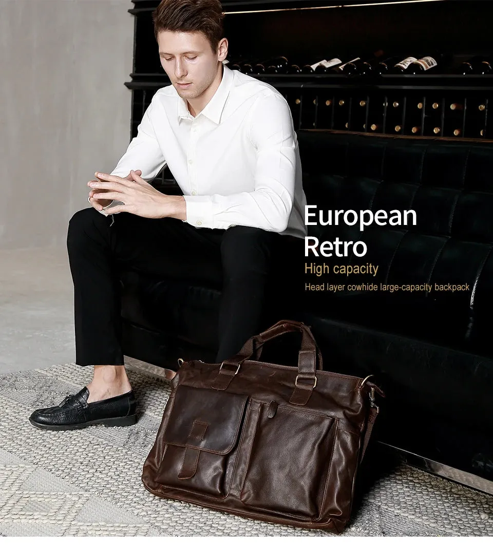 JOYIR Men's Briefcases Genuine Leather Office 17" Laptop Shoulder Bag Messenger Bag for Men Tote Male Handbags Portafolio