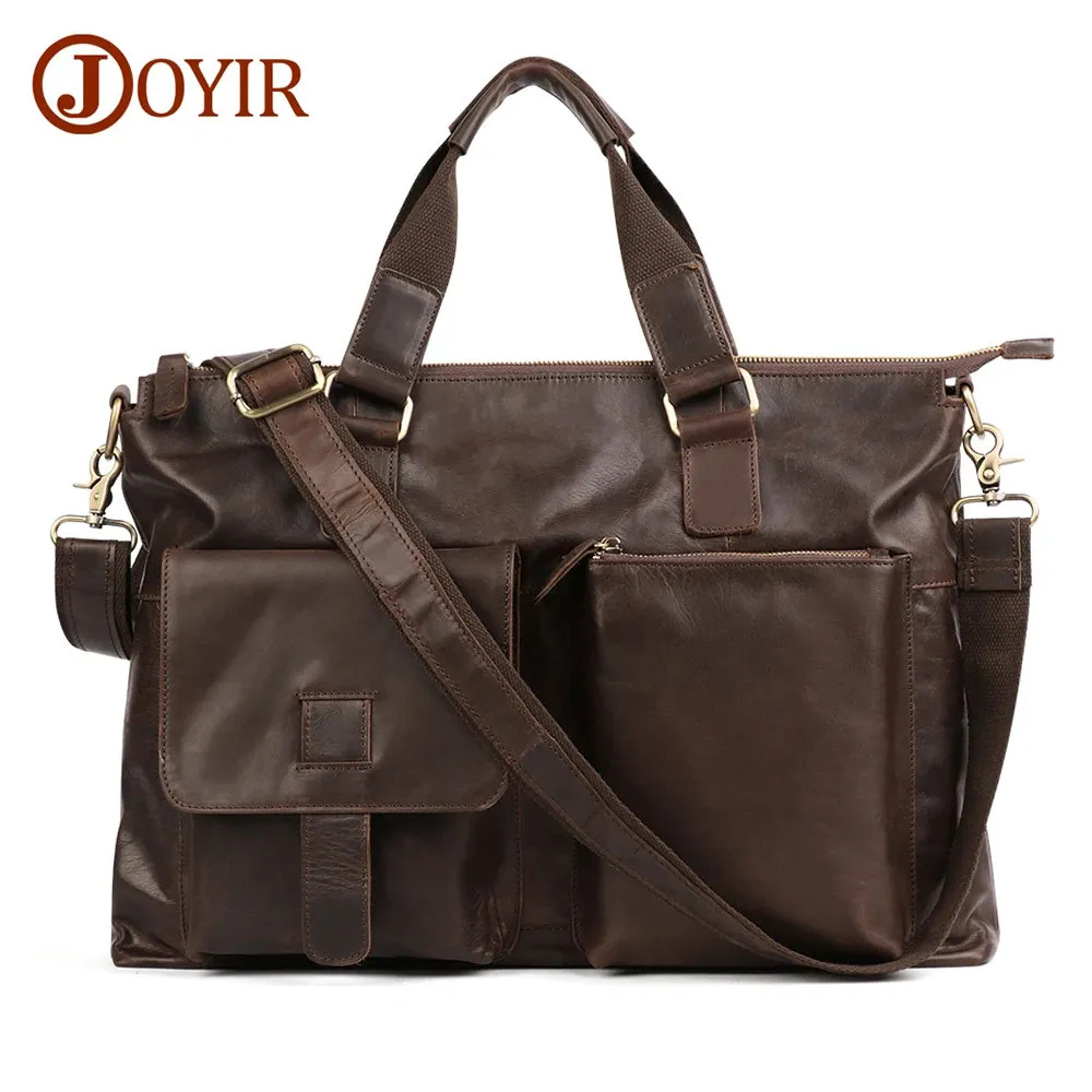 JOYIR Men's Briefcases Genuine Leather Office 17" Laptop Shoulder Bag Messenger Bag for Men Tote Male Handbags Portafolio