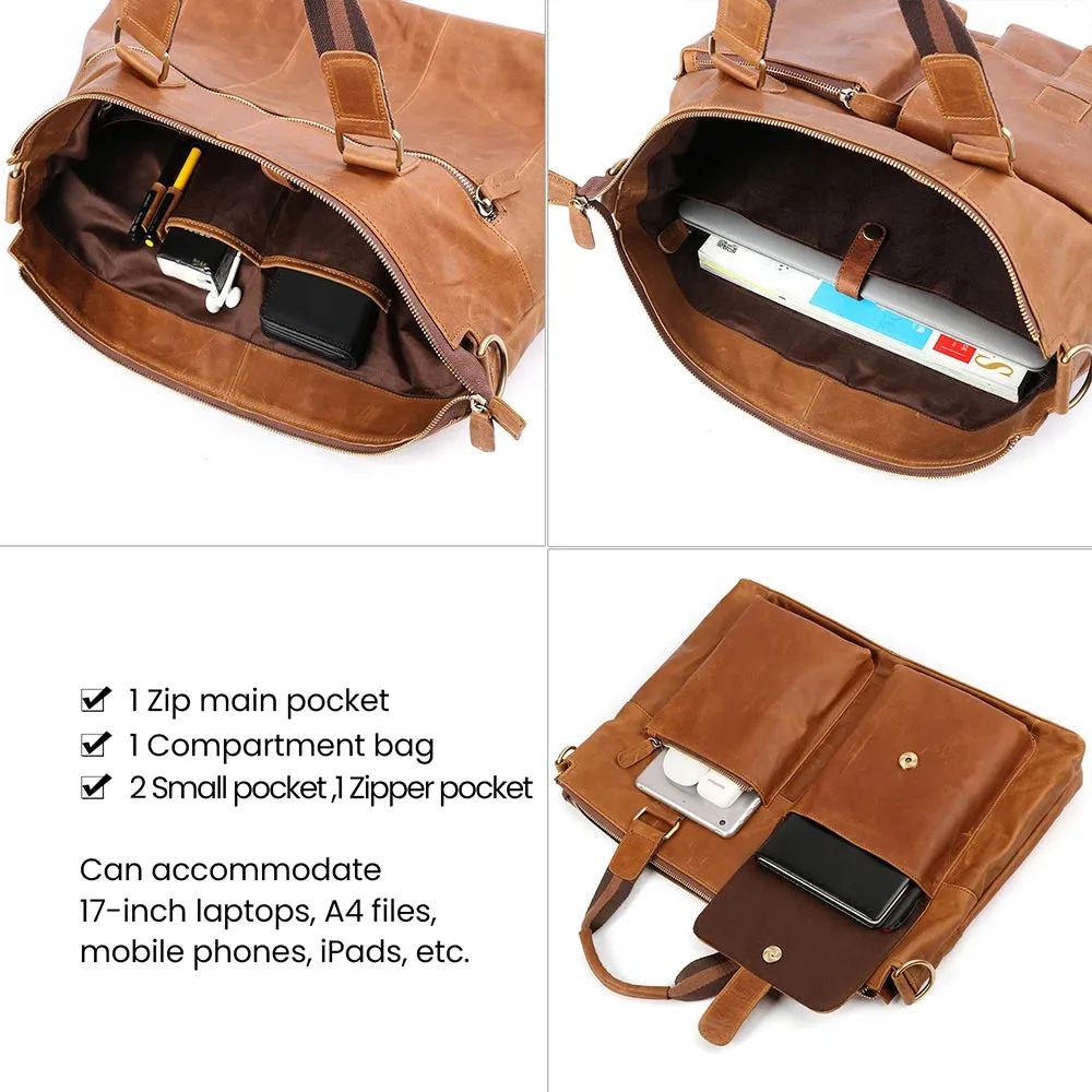 JOYIR Men's Briefcases Genuine Leather Office 17" Laptop Shoulder Bag Messenger Bag for Men Tote Male Handbags Portafolio