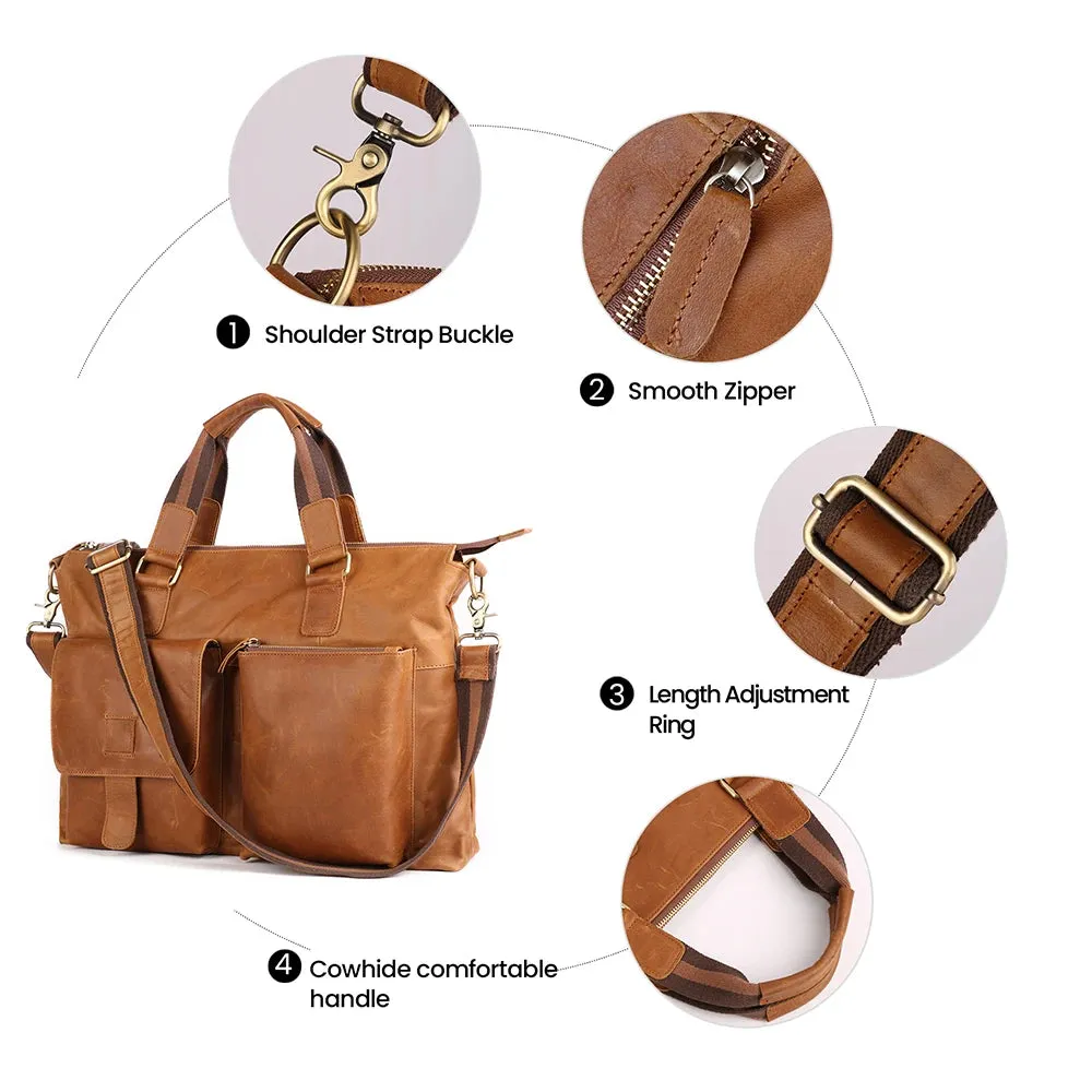 JOYIR Men's Briefcases Genuine Leather Office 17" Laptop Shoulder Bag Messenger Bag for Men Tote Male Handbags Portafolio