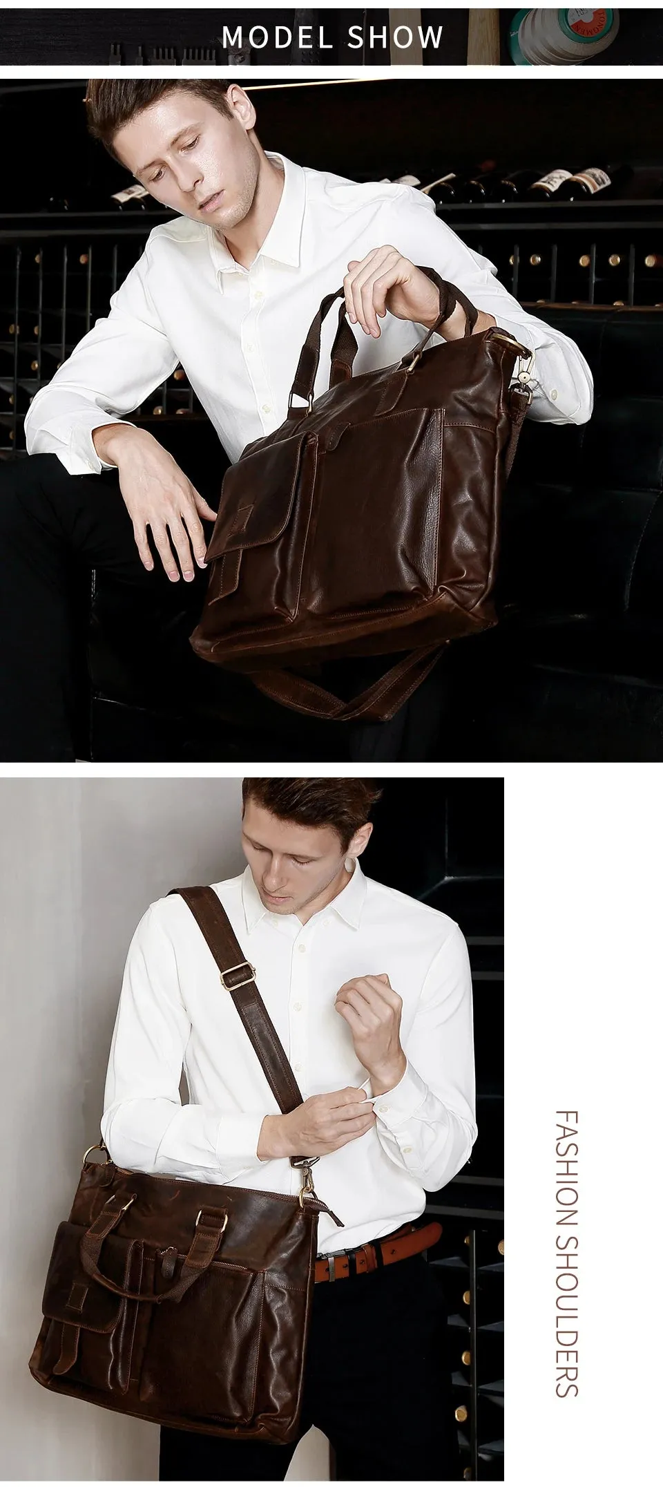 JOYIR Men's Briefcases Genuine Leather Office 17" Laptop Shoulder Bag Messenger Bag for Men Tote Male Handbags Portafolio