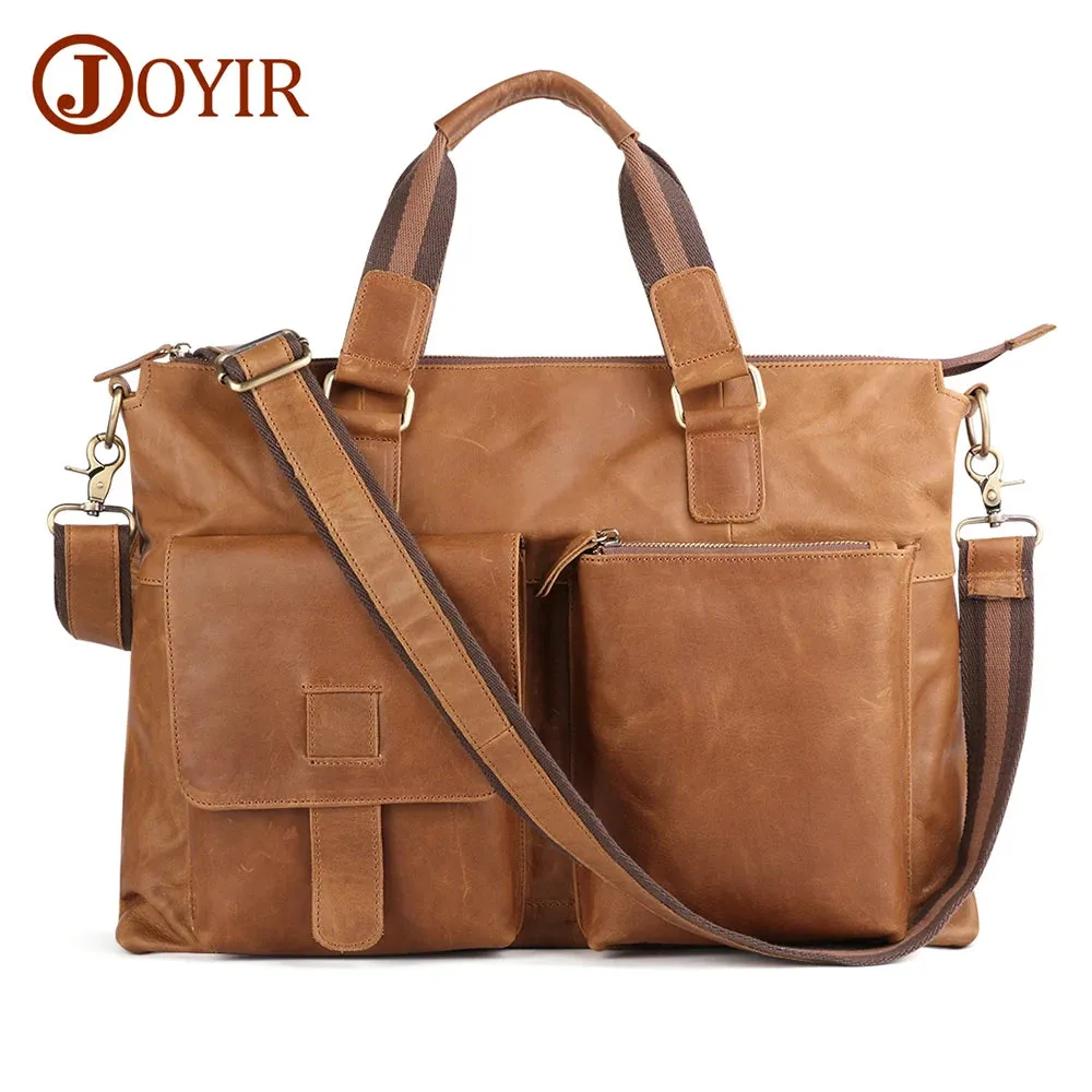 JOYIR Men's Briefcases Genuine Leather Office 17" Laptop Shoulder Bag Messenger Bag for Men Tote Male Handbags Portafolio