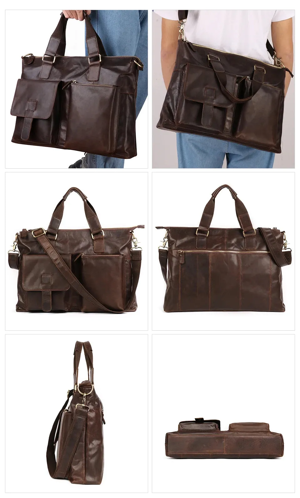 JOYIR Men's Briefcases Genuine Leather Office 17" Laptop Shoulder Bag Messenger Bag for Men Tote Male Handbags Portafolio