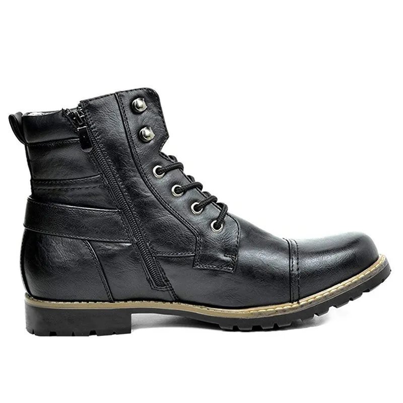 Knight's Style PU Leather Mental Zipper Motorcycle Men Boots