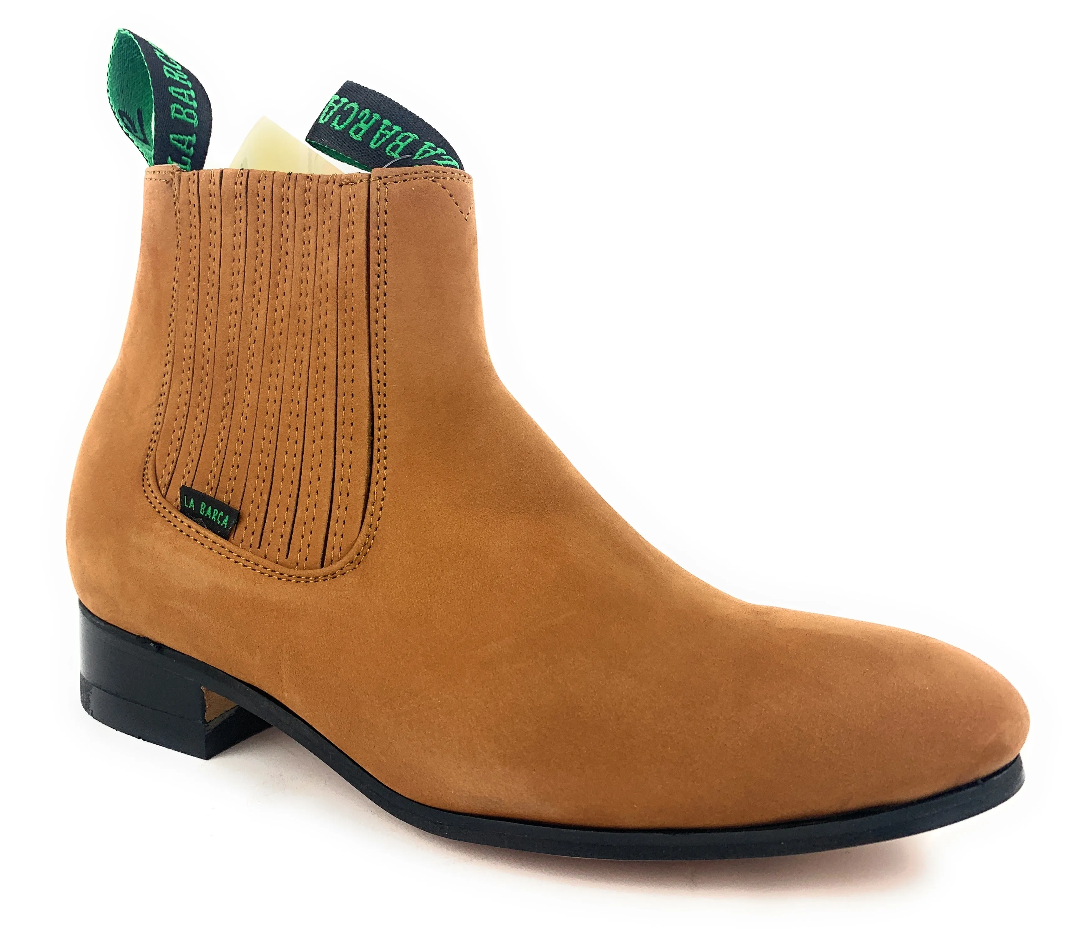 La Barca Men's Camel Suede Botin Charro