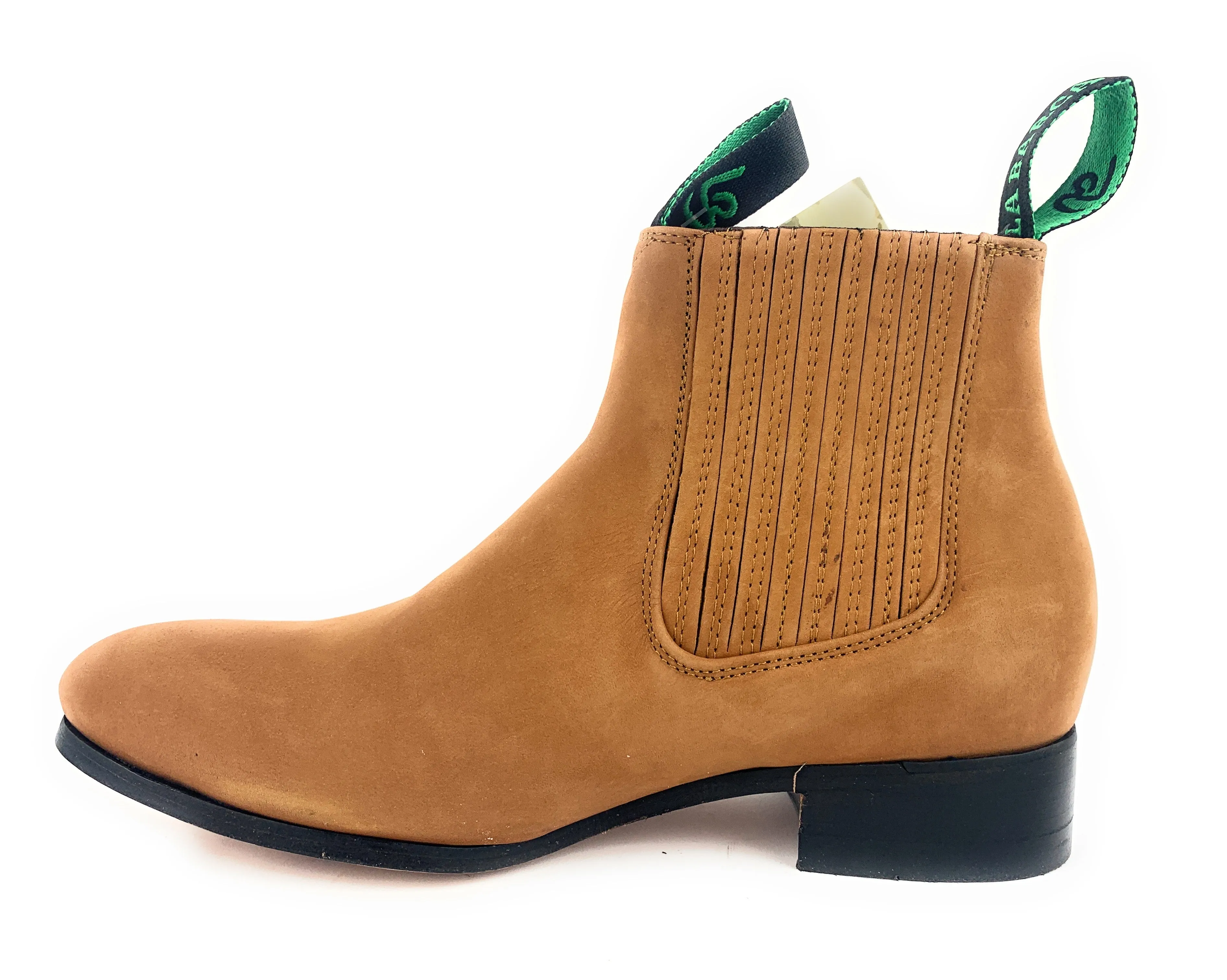 La Barca Men's Camel Suede Botin Charro