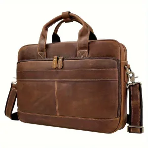Large Capacity Retro Men's Leather Bag Crazy Horse Leather Briefcase