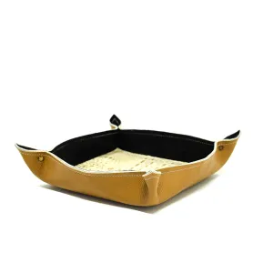 Large Tray - Pebbled Dulce de Leche Leather w/ Ivory Croc