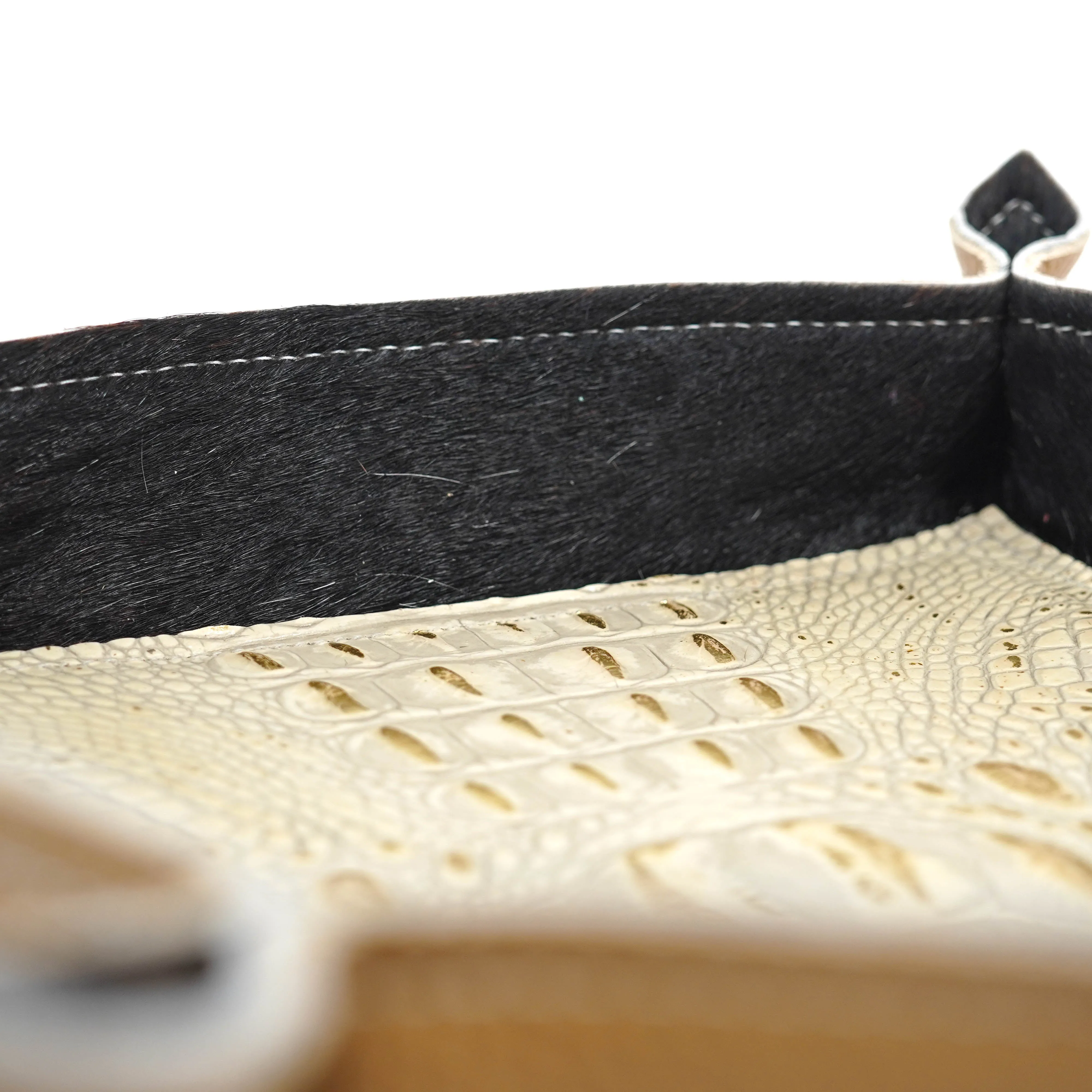 Large Tray - Pebbled Dulce de Leche Leather w/ Ivory Croc