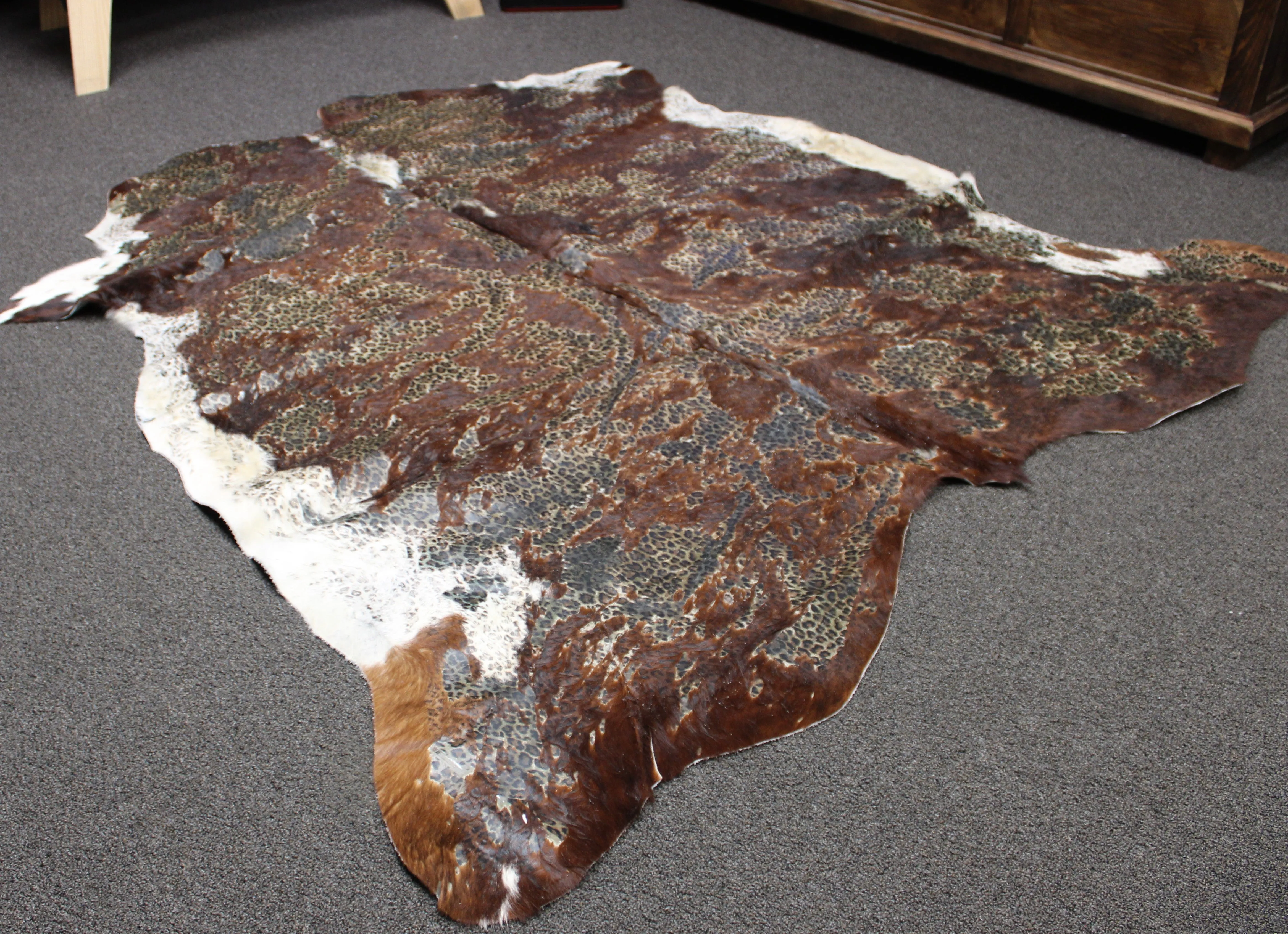 Leopard Print  on  Brown   COWHIDE -75x73 INCHES - Premium Cowhide