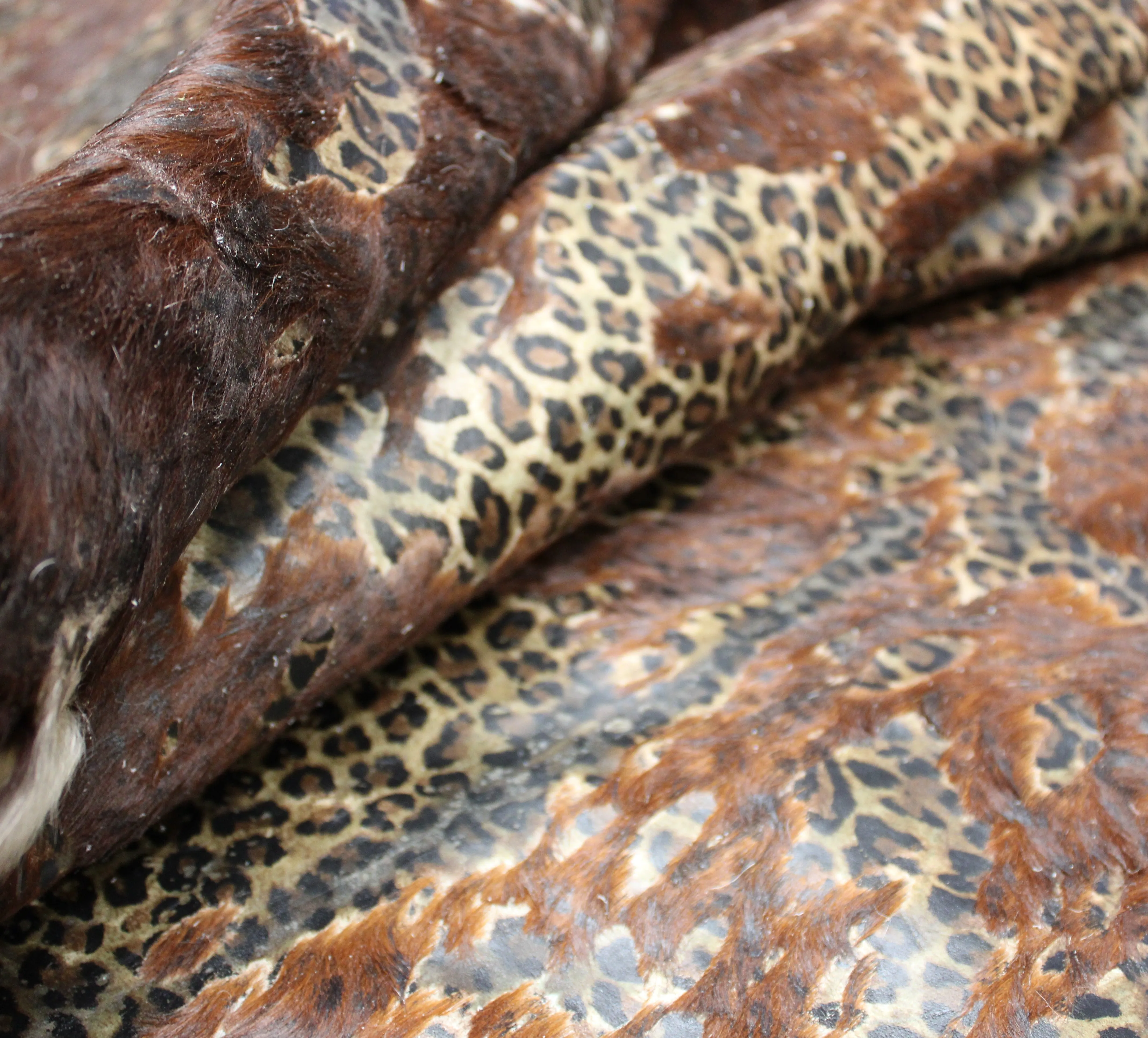 Leopard Print  on  Brown   COWHIDE -75x73 INCHES - Premium Cowhide