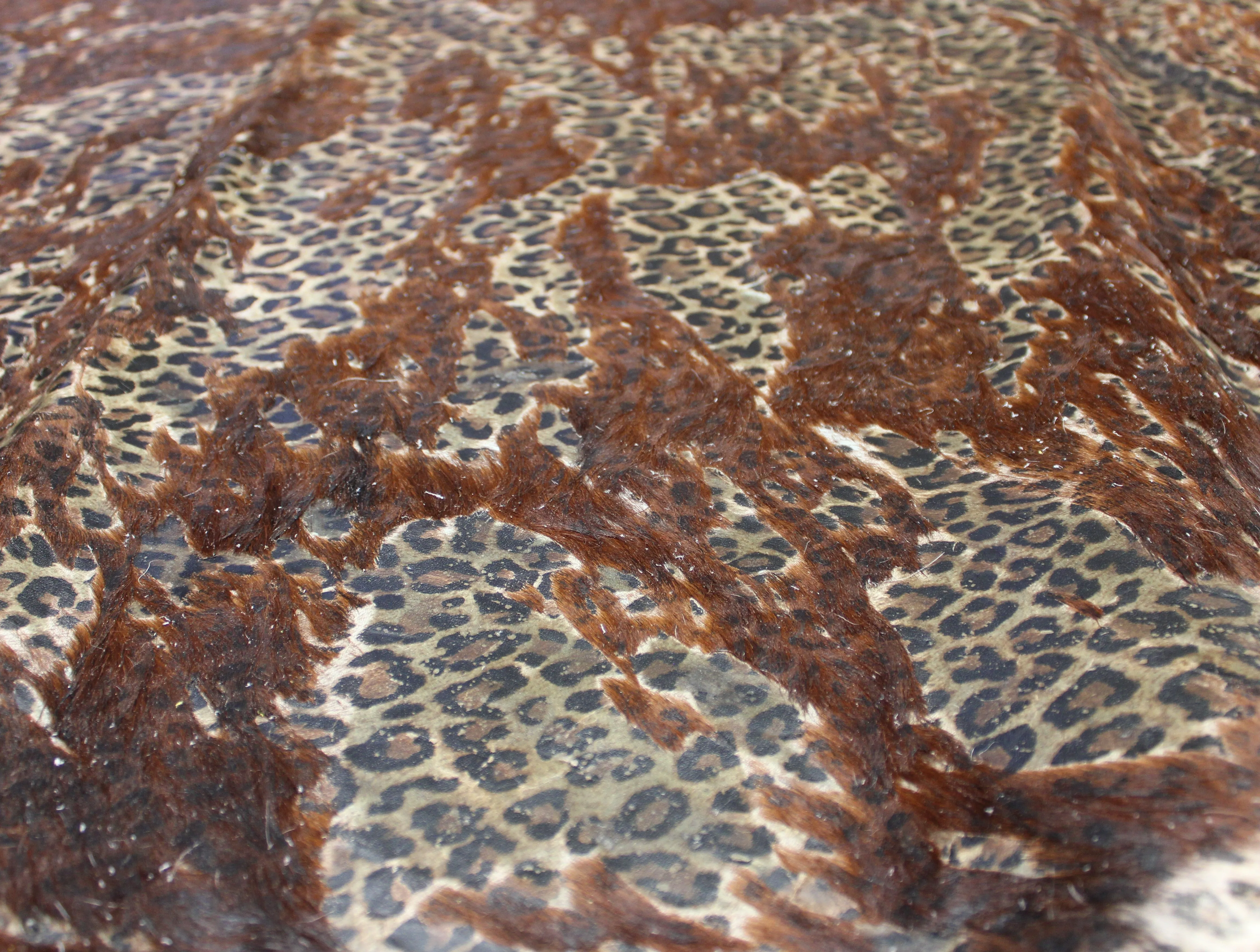 Leopard Print  on  Brown   COWHIDE -75x73 INCHES - Premium Cowhide