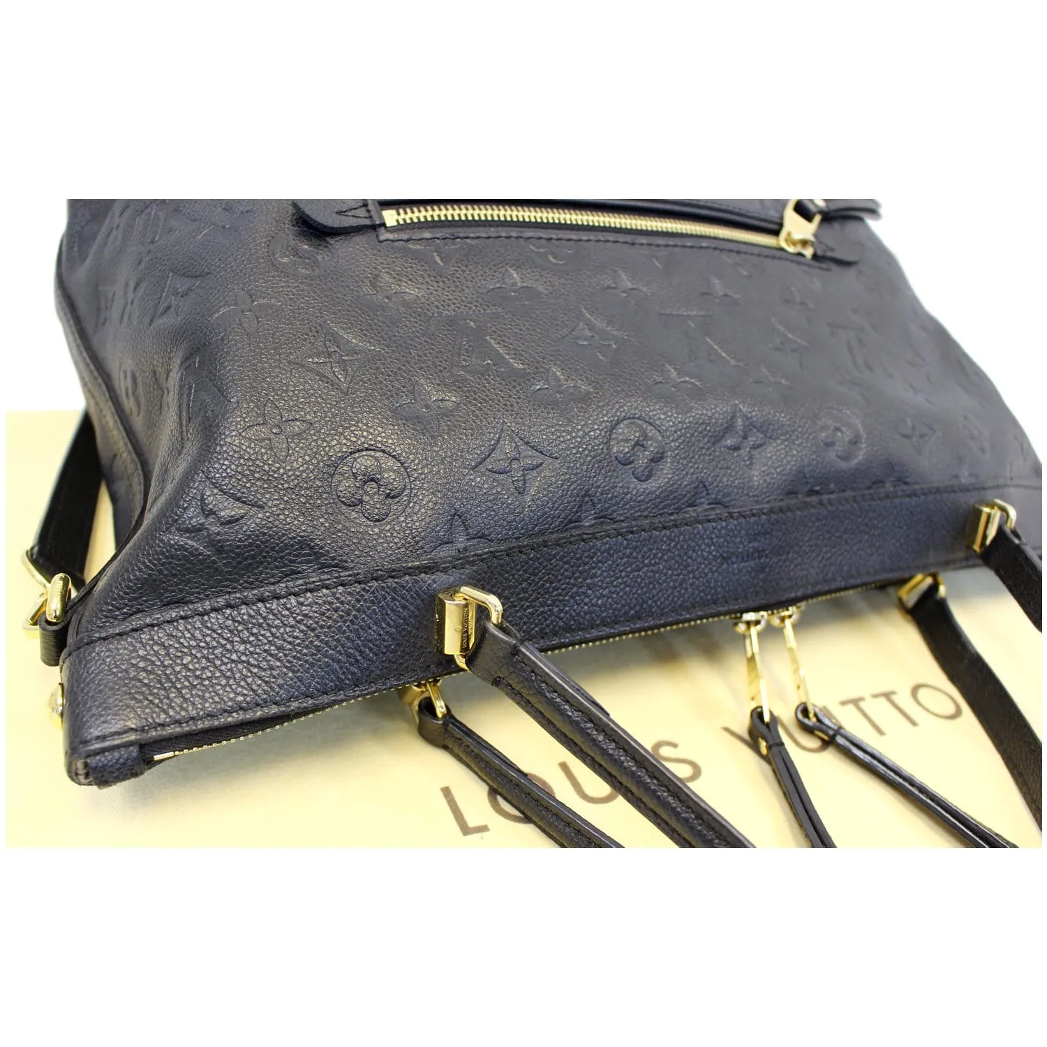 LOUIS VUITTON Bastille MM Empreinte Leather Shoulder Handbag Black