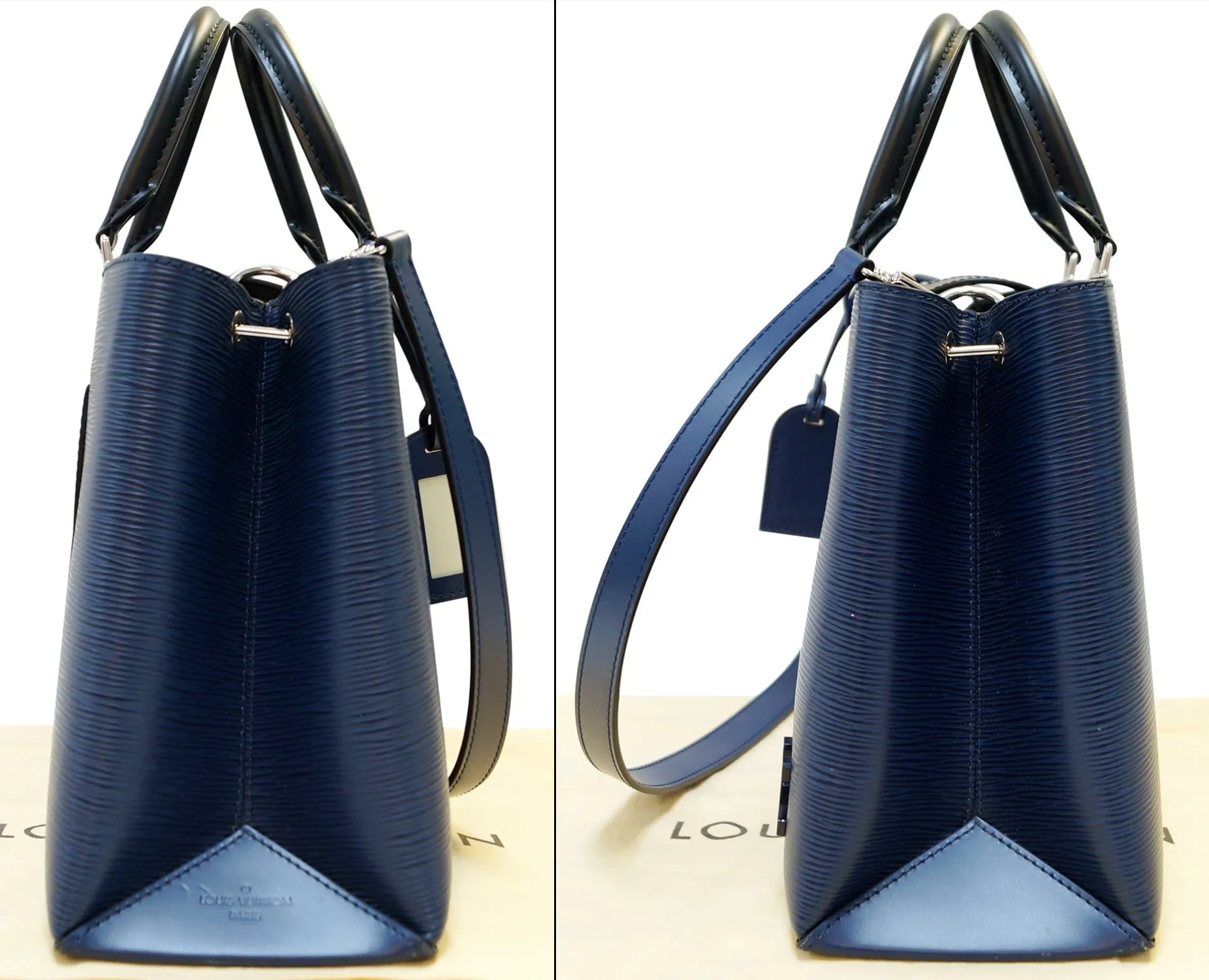 LOUIS VUITTON Blue Epi Leather Kleber MM Shoulder Bag