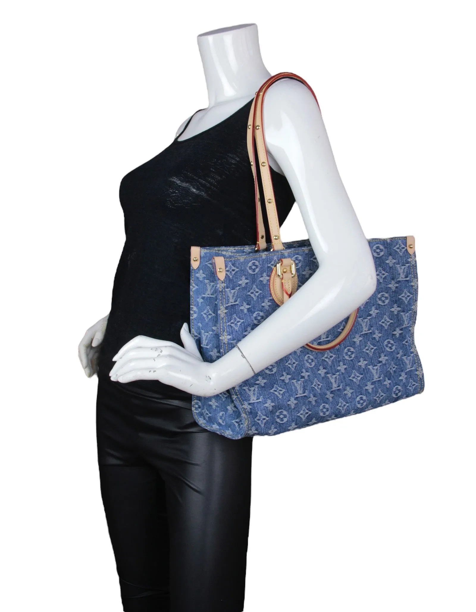 Louis Vuitton Denim Monogram OnTheGo MM Tote Bag