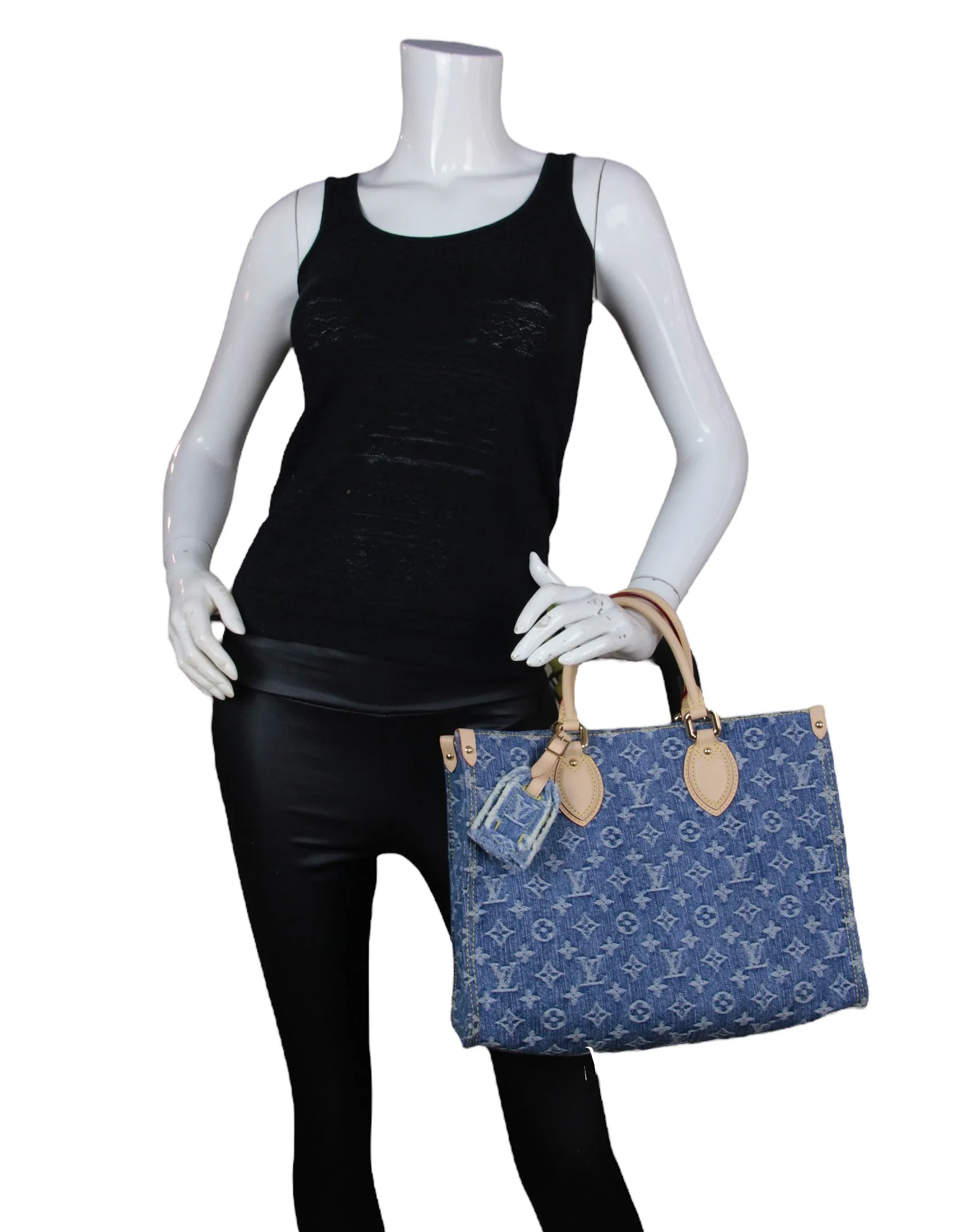 Louis Vuitton Denim Monogram OnTheGo MM Tote Bag