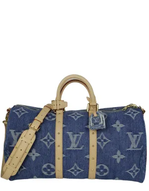 Louis Vuitton Denim Remix Keepall Bandouliere 45