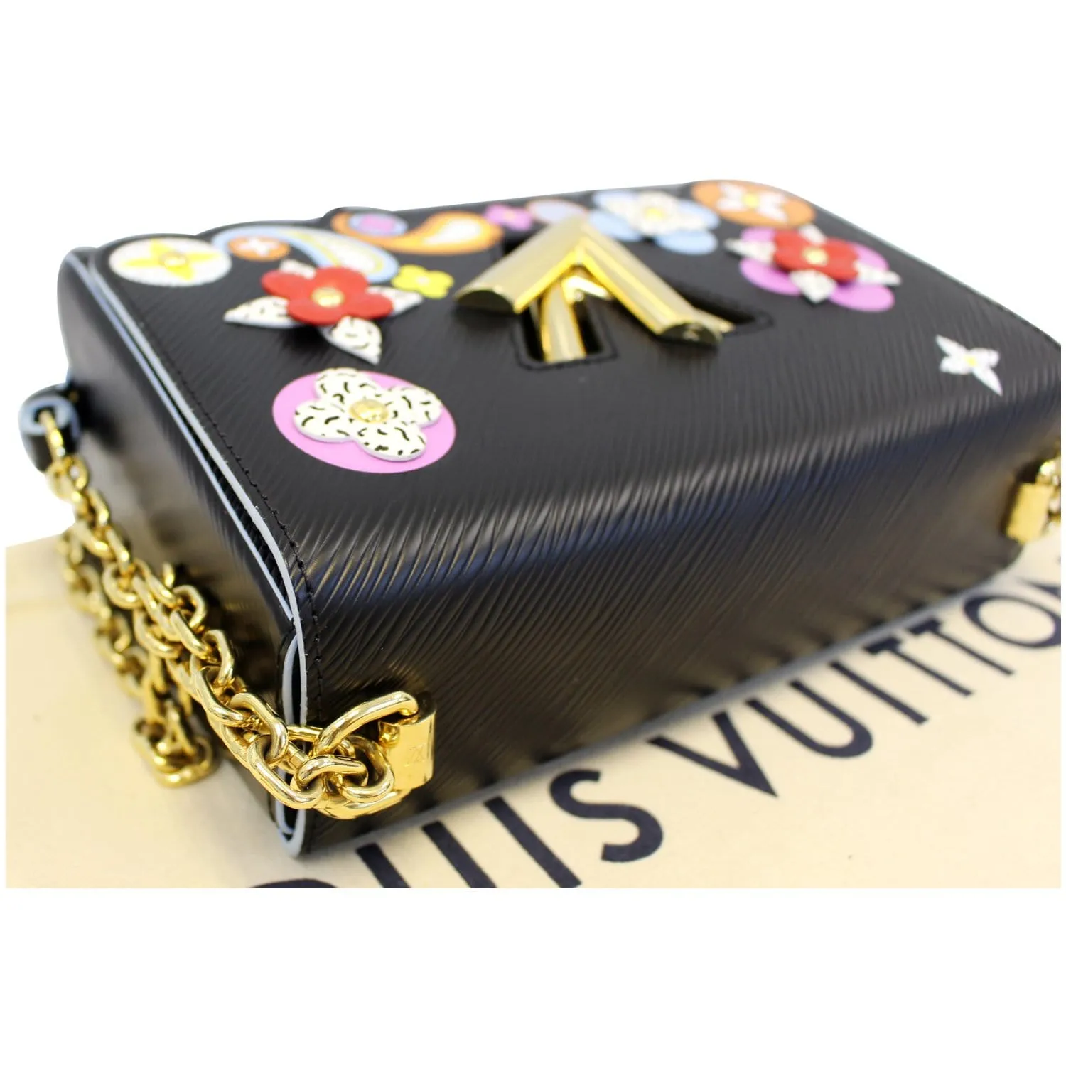 LOUIS VUITTON Flower Twist MM Epi Leather Shoulder Bag Black