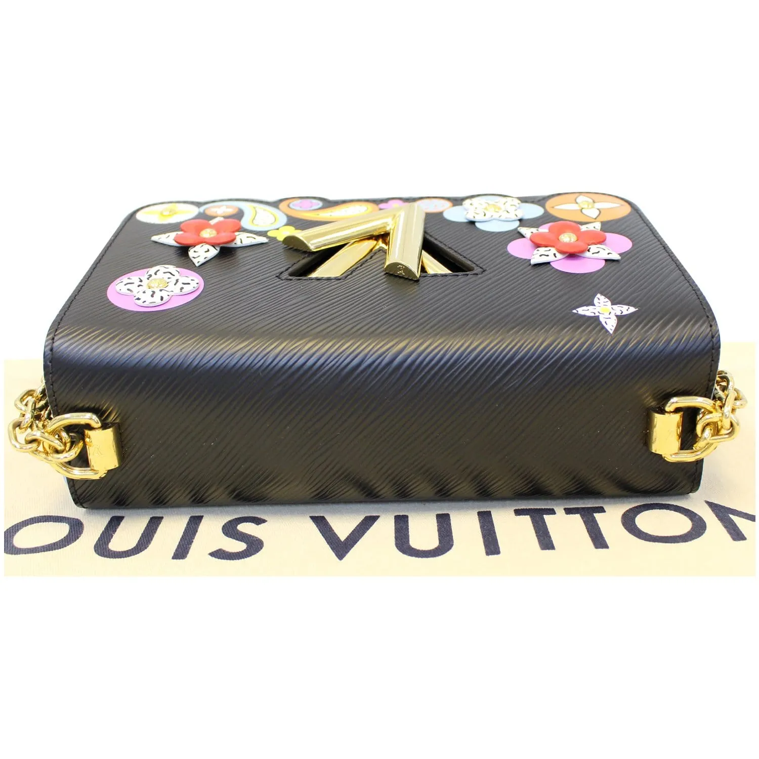 LOUIS VUITTON Flower Twist MM Epi Leather Shoulder Bag Black