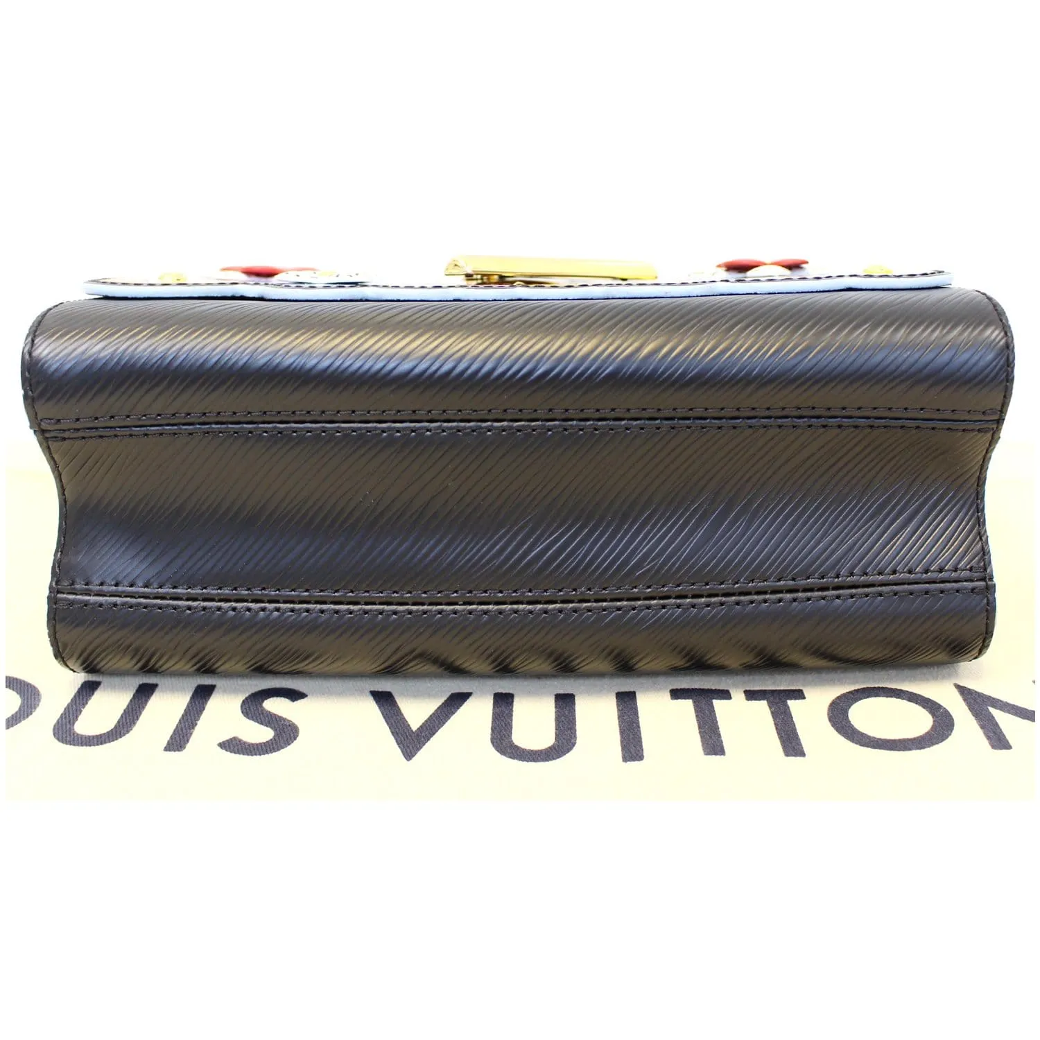 LOUIS VUITTON Flower Twist MM Epi Leather Shoulder Bag Black