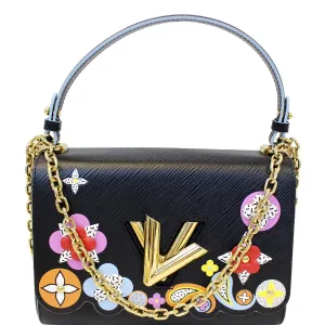 LOUIS VUITTON Flower Twist MM Epi Leather Shoulder Bag Black