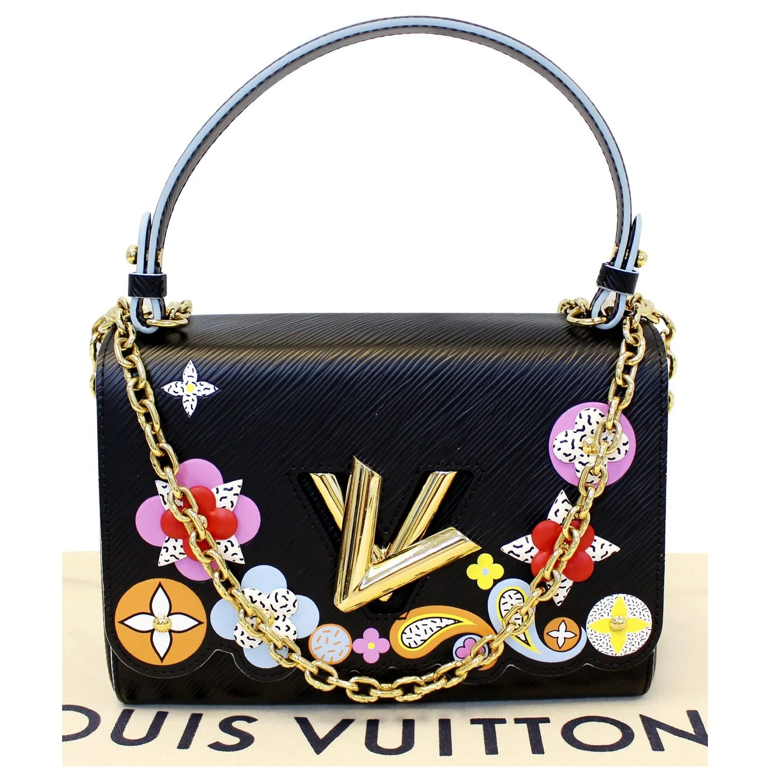 LOUIS VUITTON Flower Twist MM Epi Leather Shoulder Bag Black