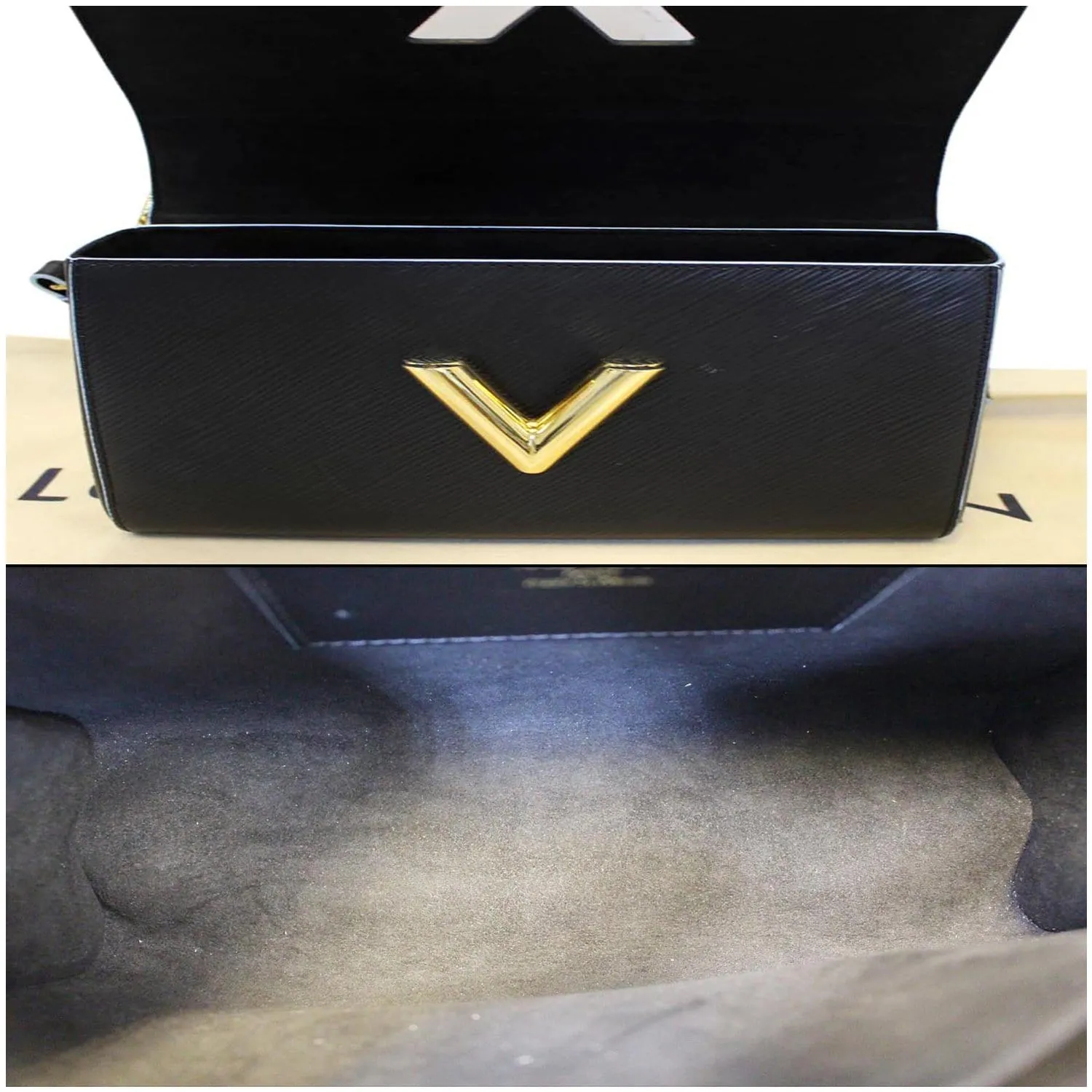 LOUIS VUITTON Flower Twist MM Epi Leather Shoulder Bag Black