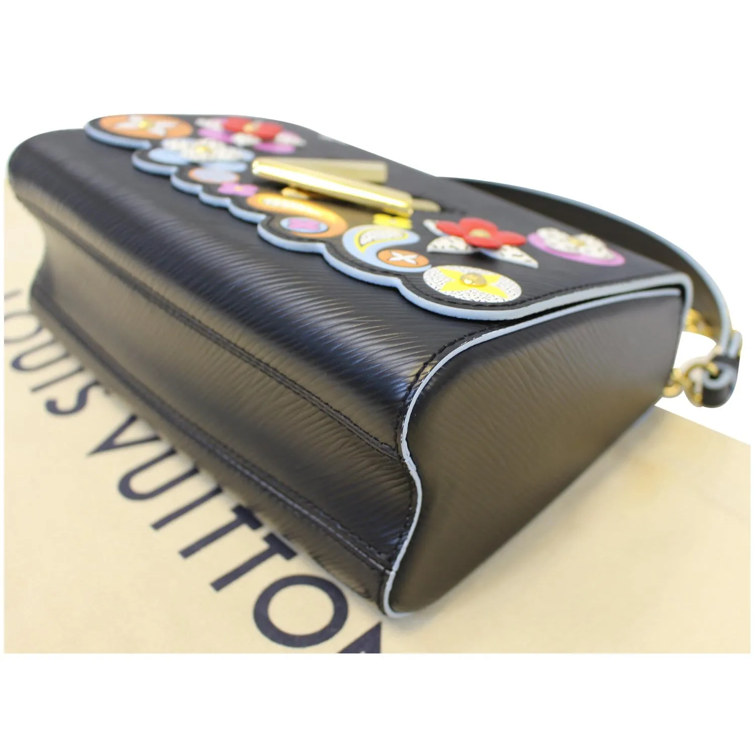 LOUIS VUITTON Flower Twist MM Epi Leather Shoulder Bag Black