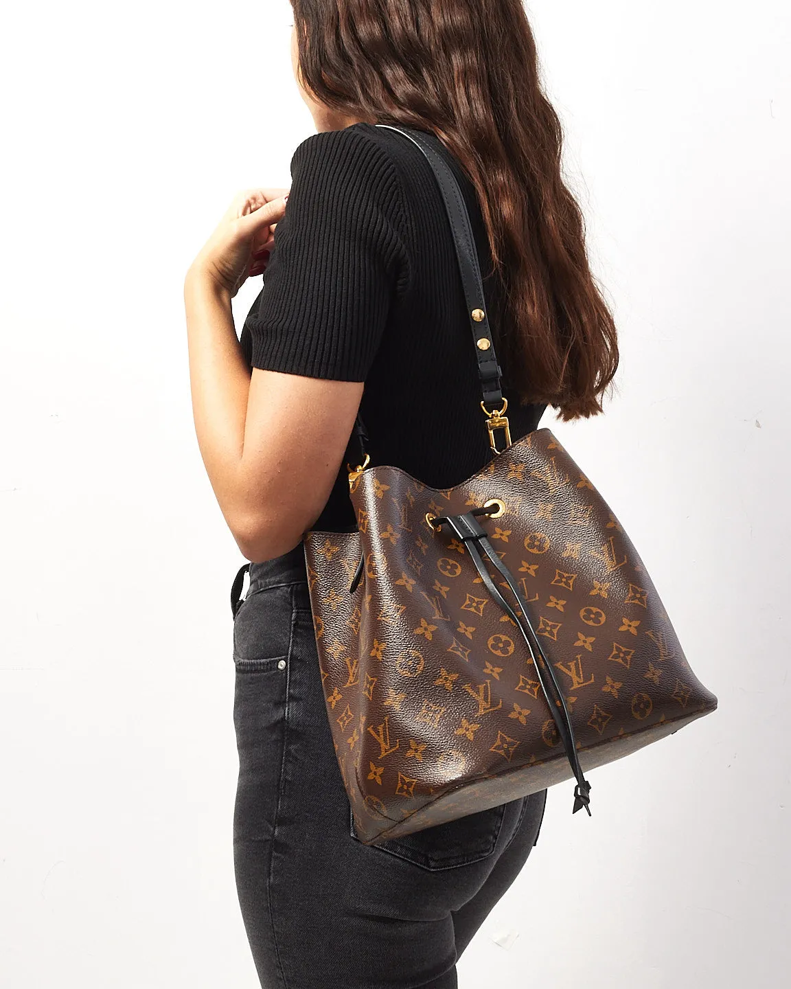 Louis Vuitton Monogram Coated Canvas Noir NéoNoé MM Bag
