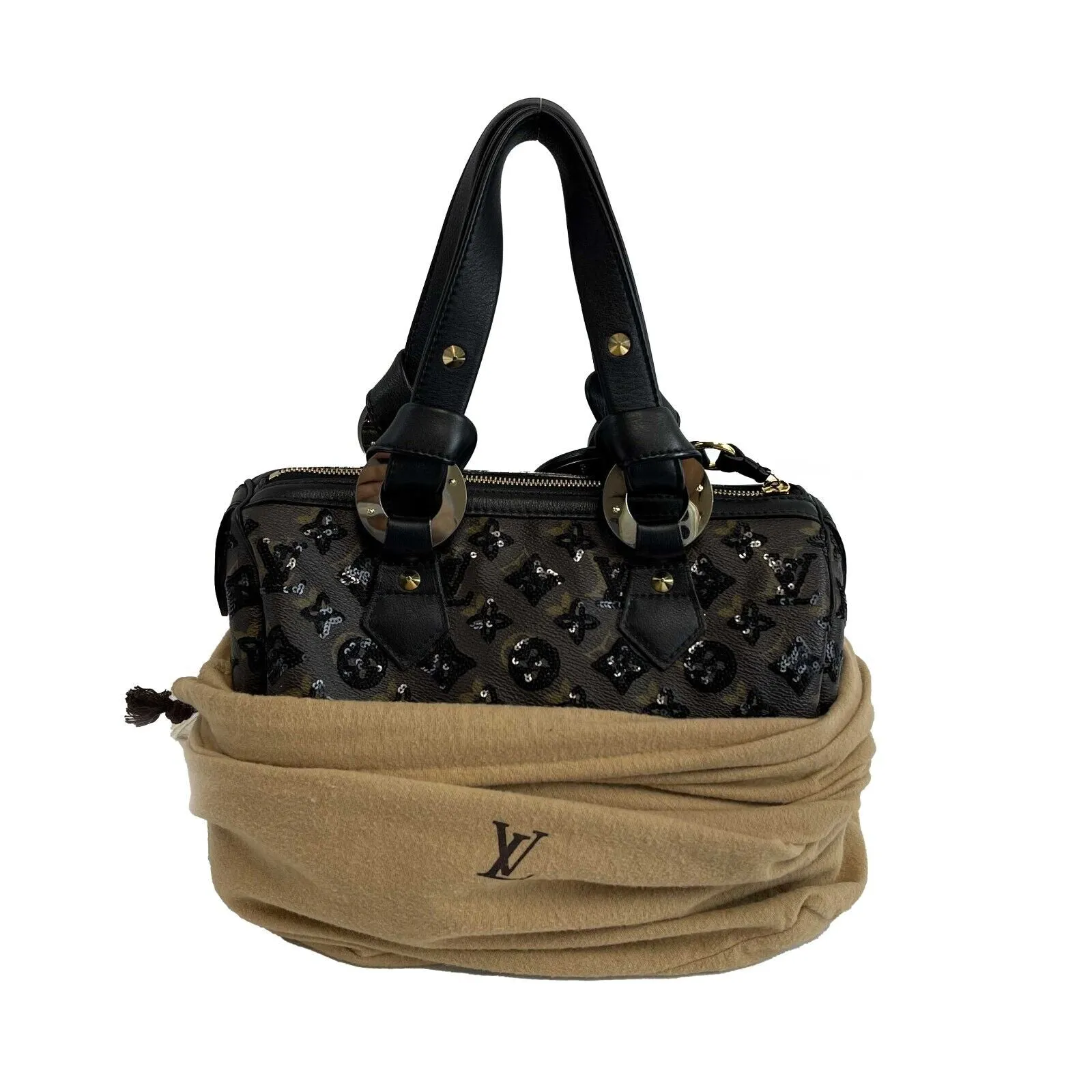 Louis Vuitton Monogram speedy 30 eclipse black sequined Brown Black Handbag