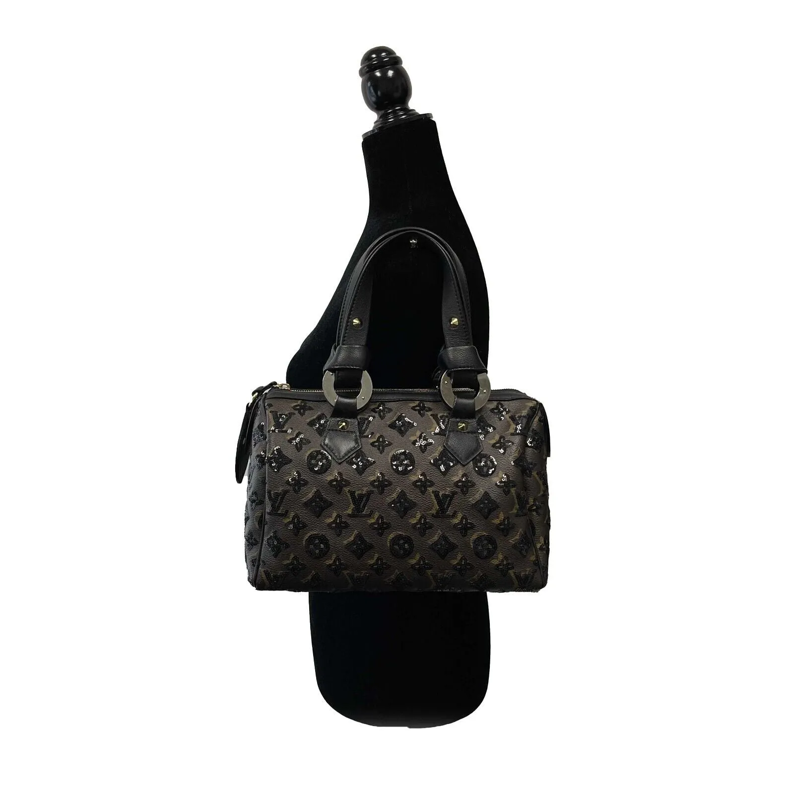 Louis Vuitton Monogram speedy 30 eclipse black sequined Brown Black Handbag