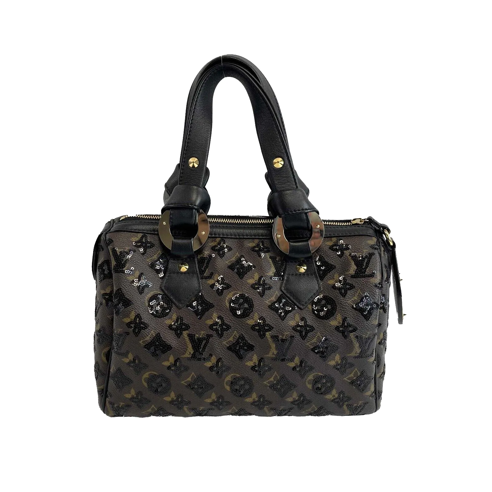 Louis Vuitton Monogram speedy 30 eclipse black sequined Brown Black Handbag