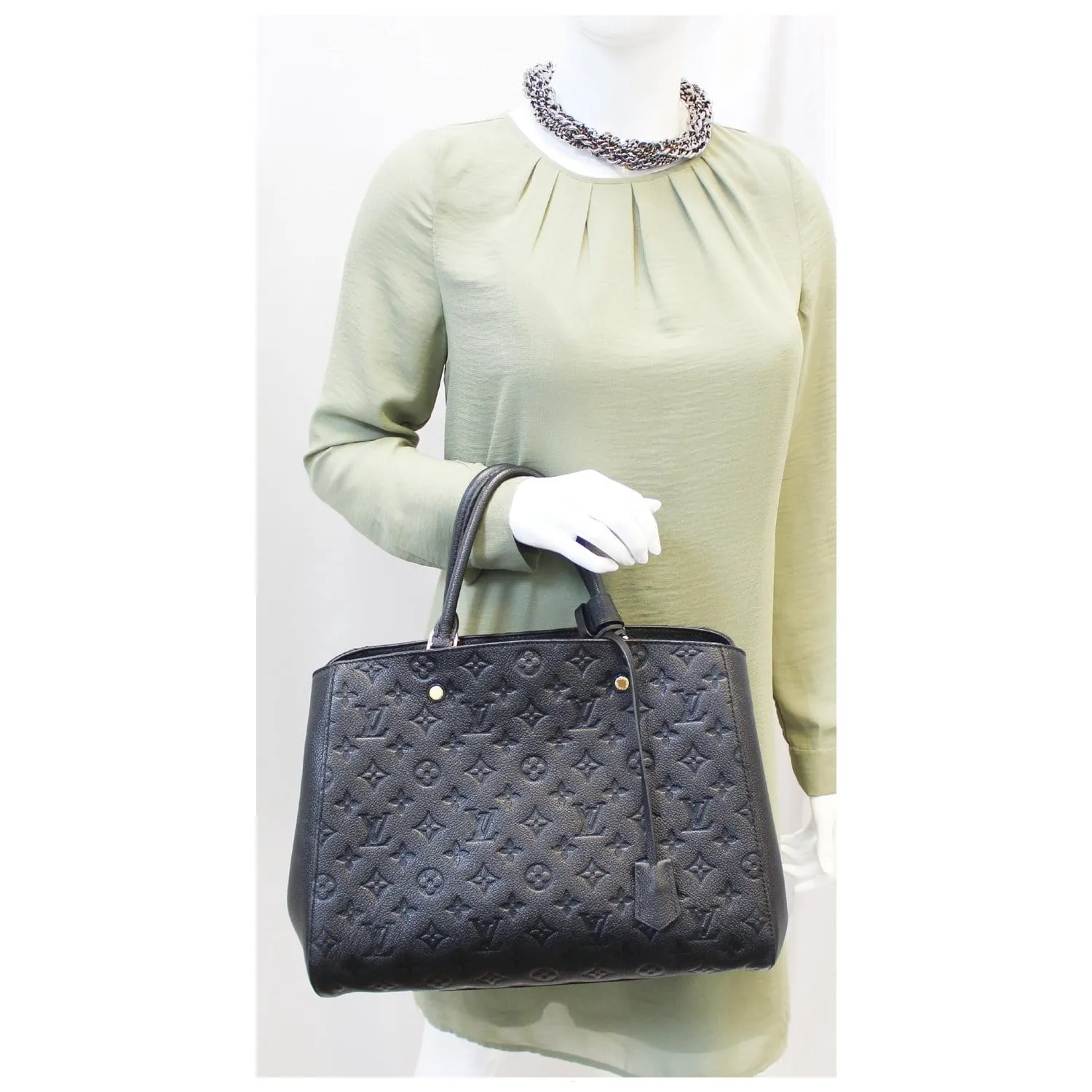 LOUIS VUITTON Montaigne GM Monogram Empreinte Noir Black Handbag