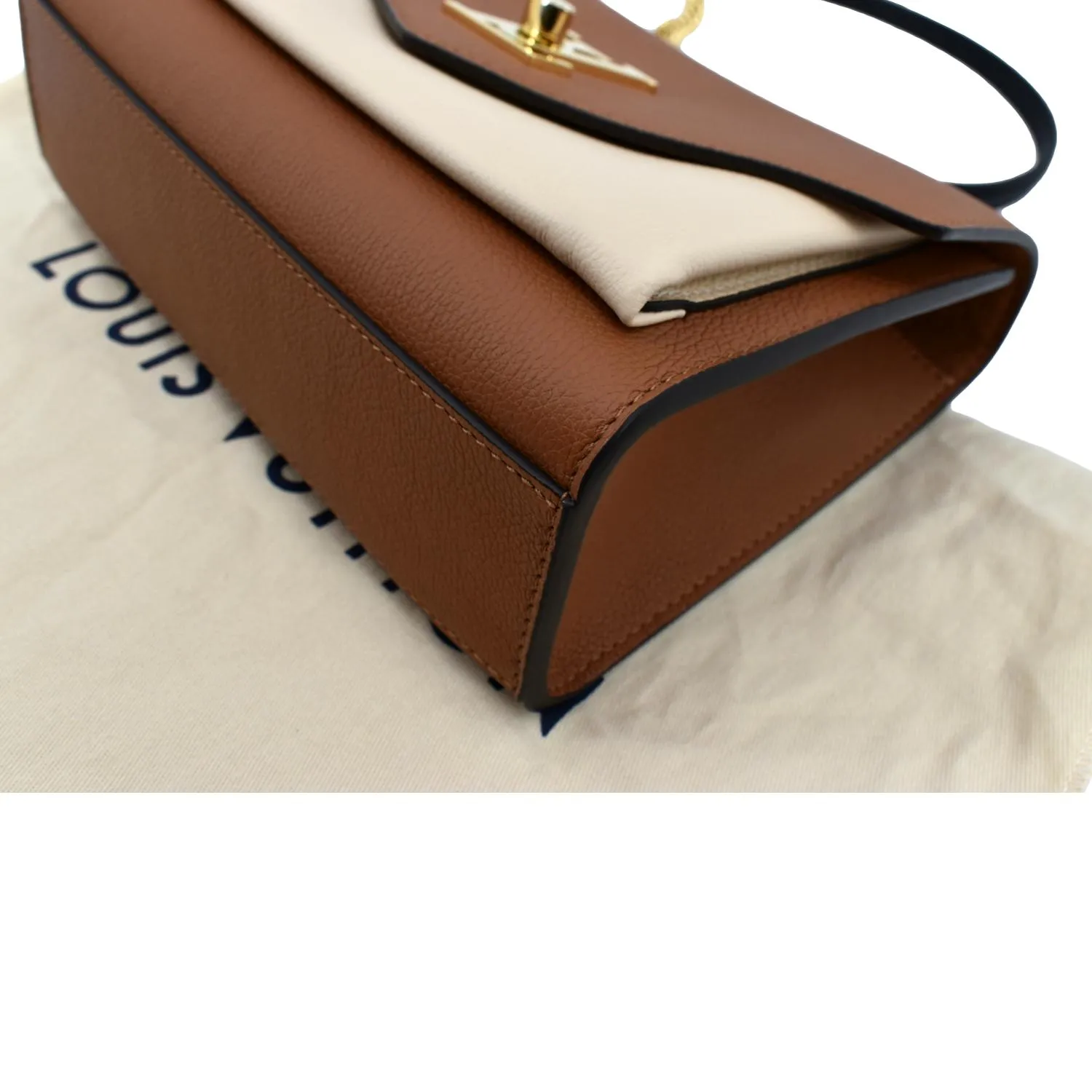 LOUIS VUITTON My Lockme Chain Leather Shoulder Bag Chataigne