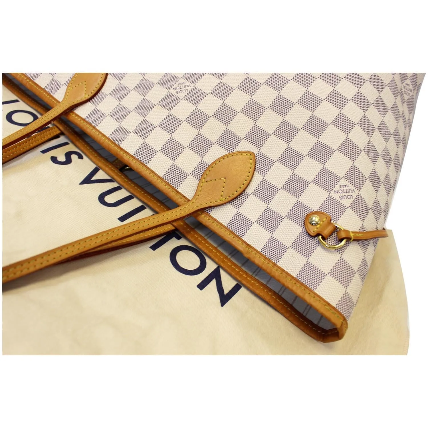 LOUIS VUITTON Neverfull MM Damier Azur Tote Shoulder Bag