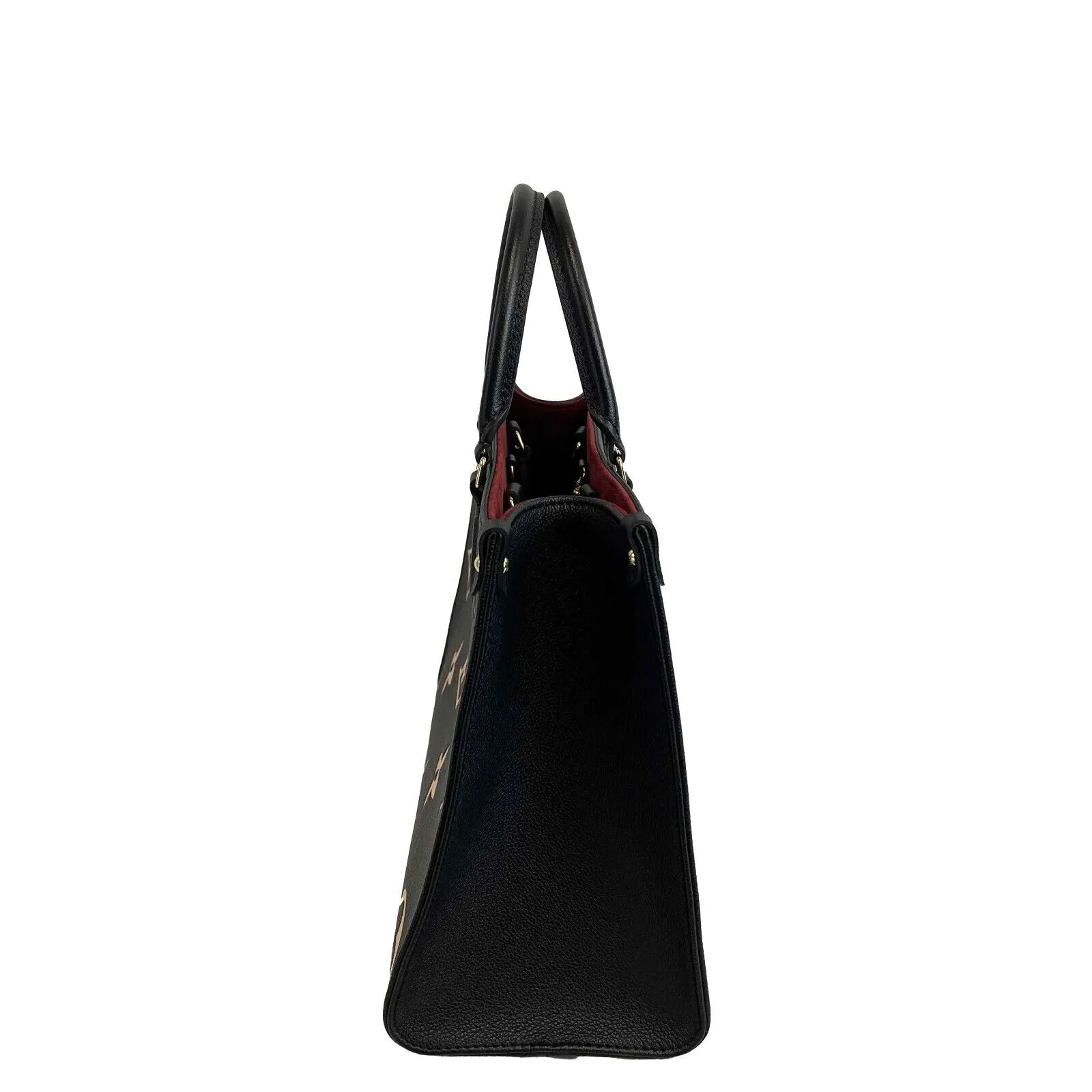 Louis Vuitton - NEW - On the go MM - Black/Beige Embossed Leather Tote w/ Strap