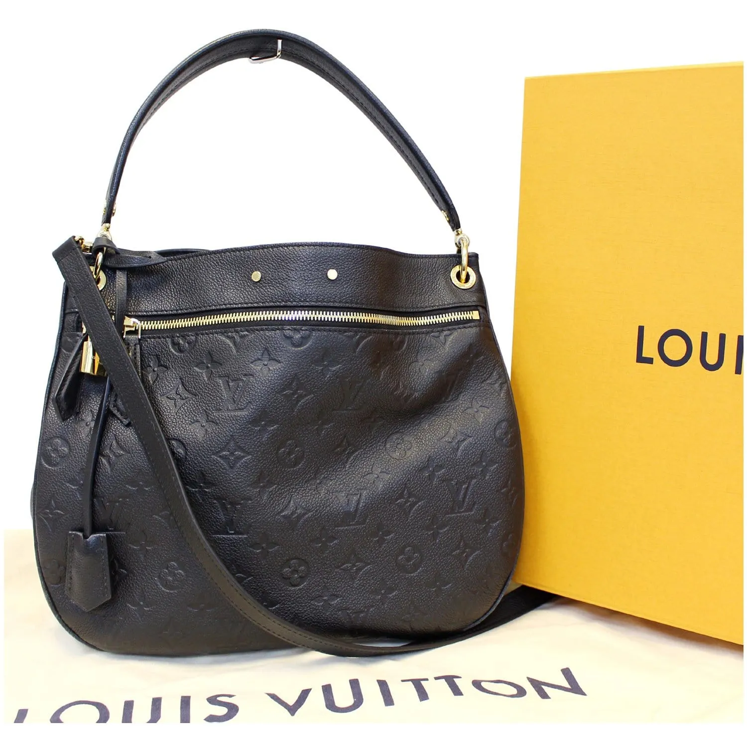 LOUIS VUITTON Spontini Empreinte Leather Shoulder Bag Black
