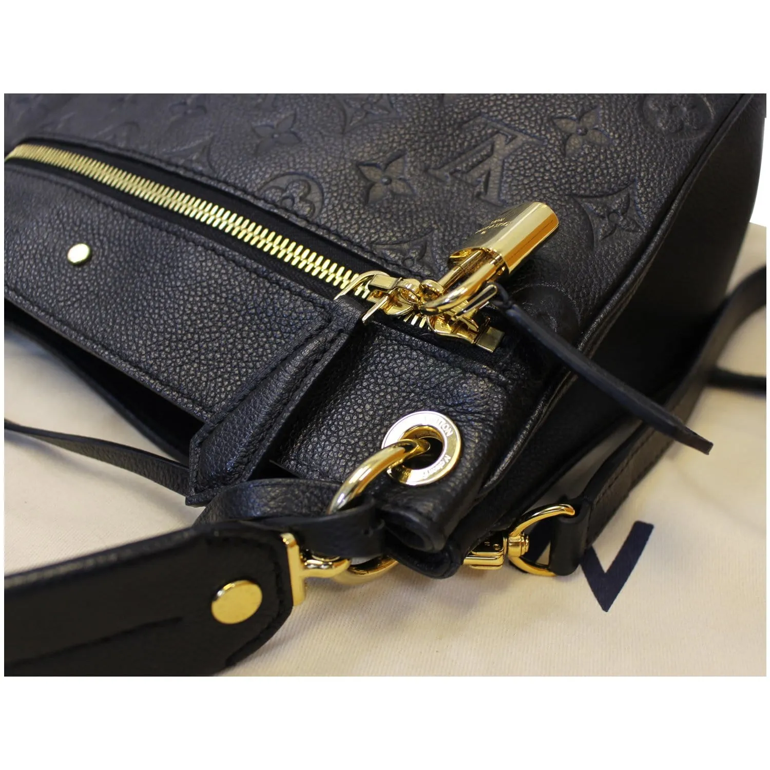 LOUIS VUITTON Spontini Empreinte Leather Shoulder Bag Black