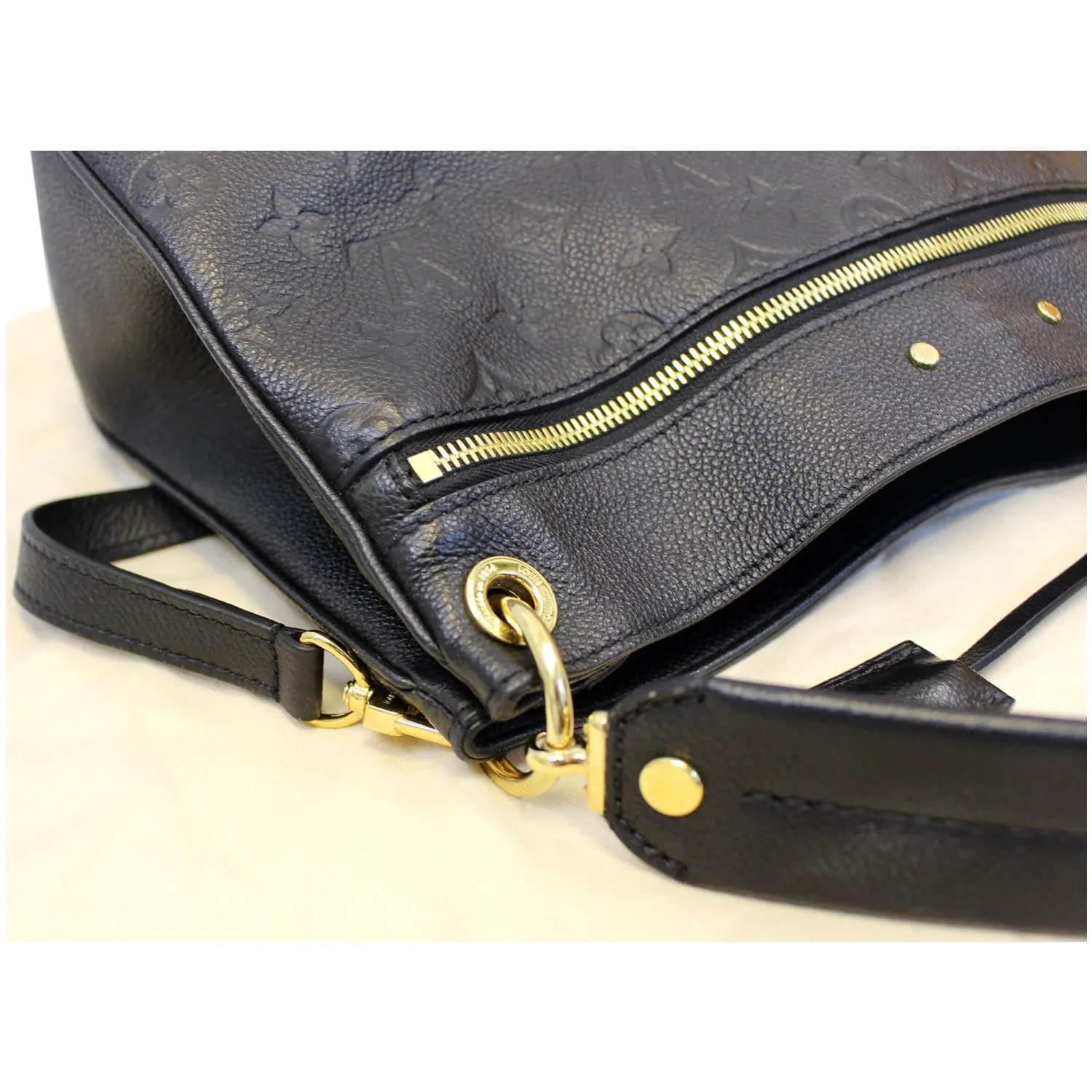 LOUIS VUITTON Spontini Empreinte Leather Shoulder Bag Black