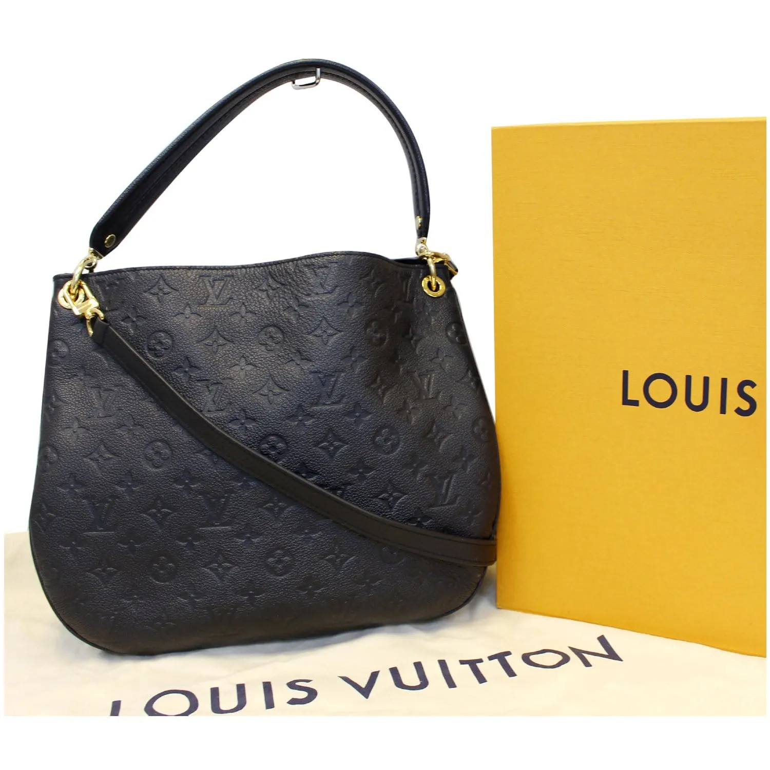 LOUIS VUITTON Spontini Empreinte Leather Shoulder Bag Black