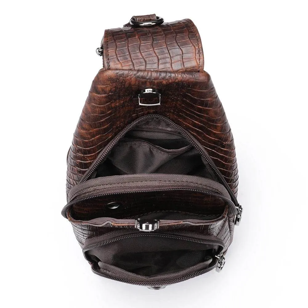 Luxury Men’s Leather Chest Bag Real Cowhide Crossbody Bag