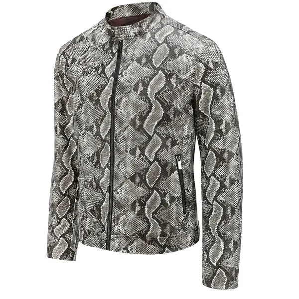Luxury Style Handmade Men's Python Leather Jacket