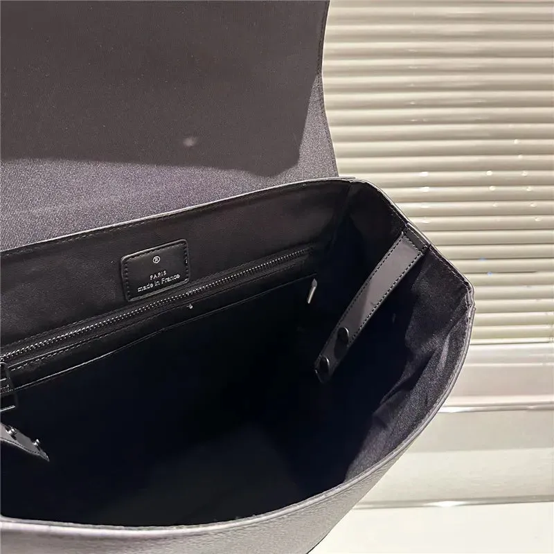 Luxury Womens Big Backpacks Men Designer FLAP Backpack Cowhide Genuine Leather Classic Designers BookBag Plain Back Pack Two Straps Bags CSG23120611-25