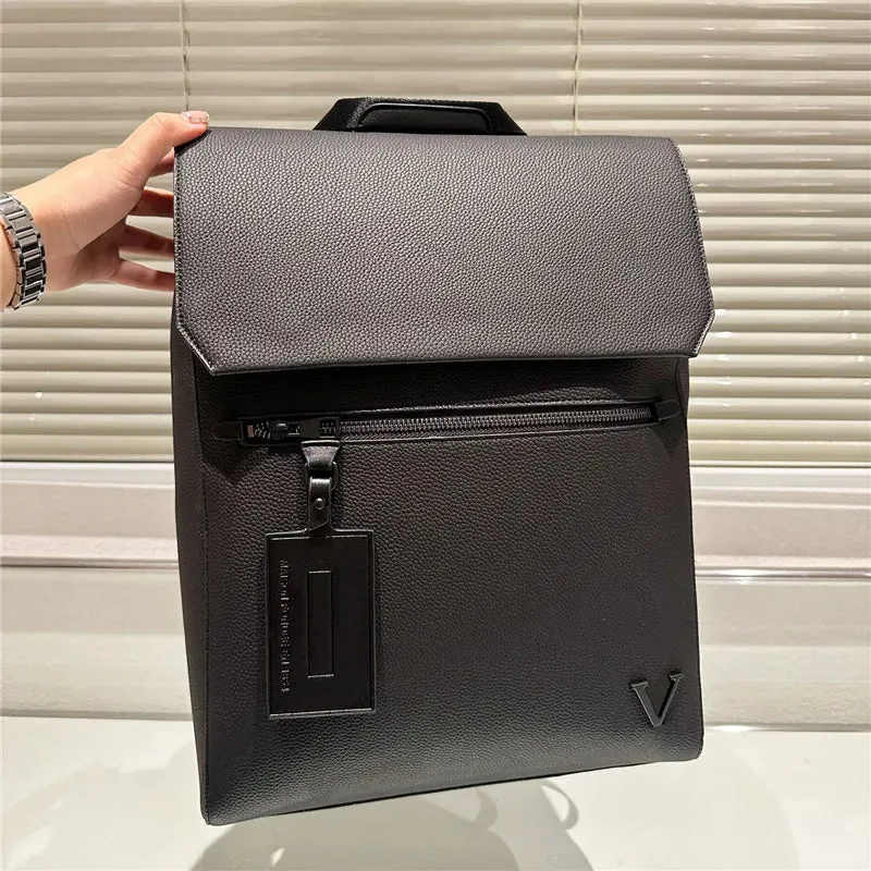 Luxury Womens Big Backpacks Men Designer FLAP Backpack Cowhide Genuine Leather Classic Designers BookBag Plain Back Pack Two Straps Bags CSG23120611-25
