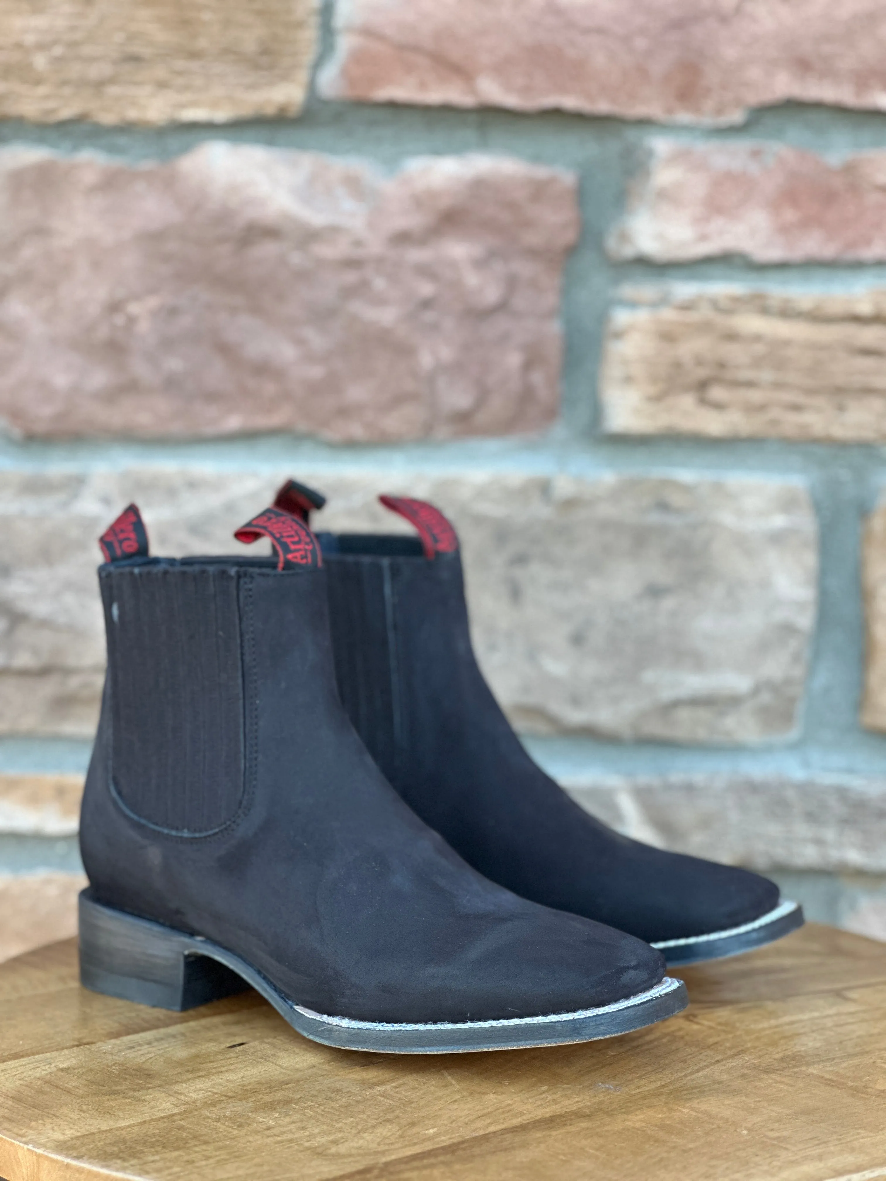 Men Black Nobuck Rodeo Botin