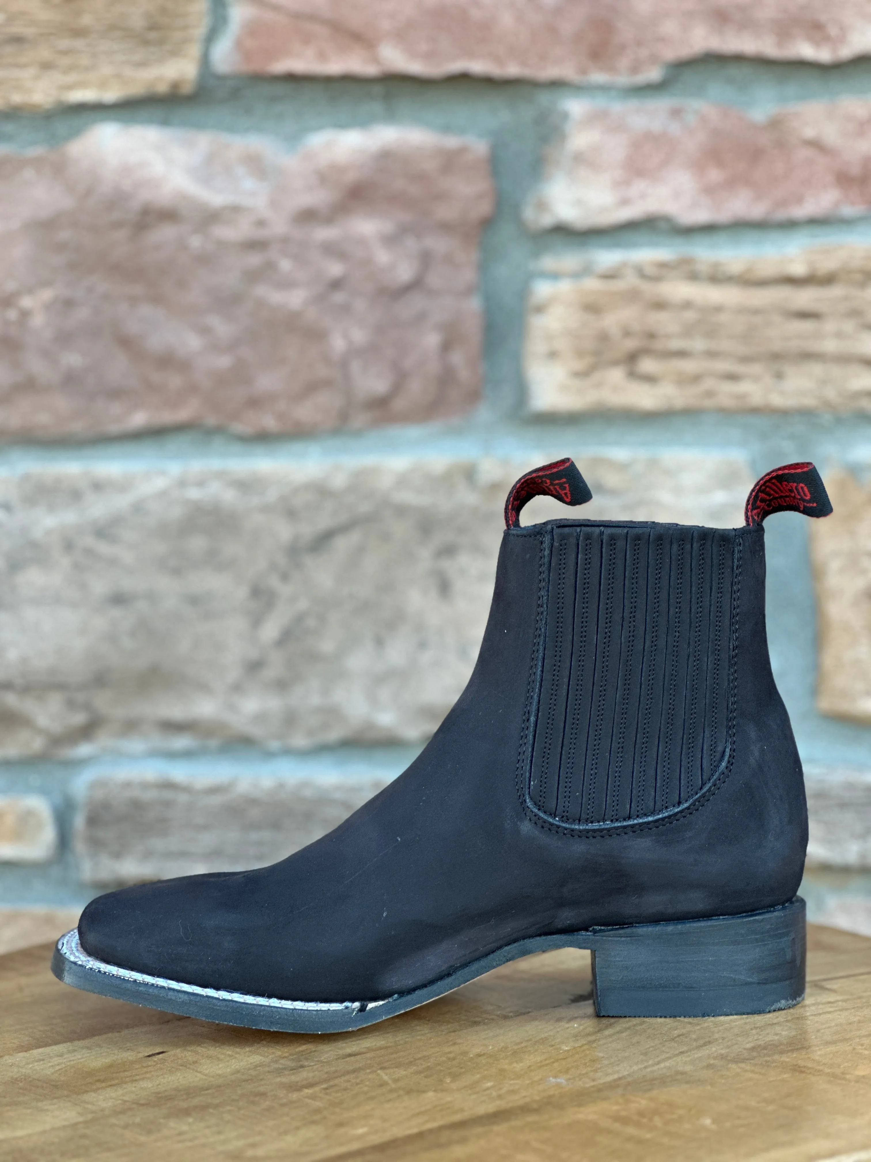 Men Black Nobuck Rodeo Botin