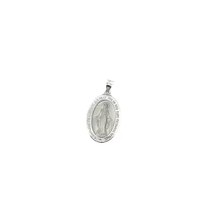 Mens 14k white gold St. Miraculous Medal Necklace