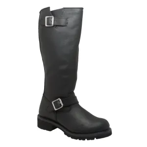 Men's 16" Black Engineer Zipper Biker Boot - 1443Zipper