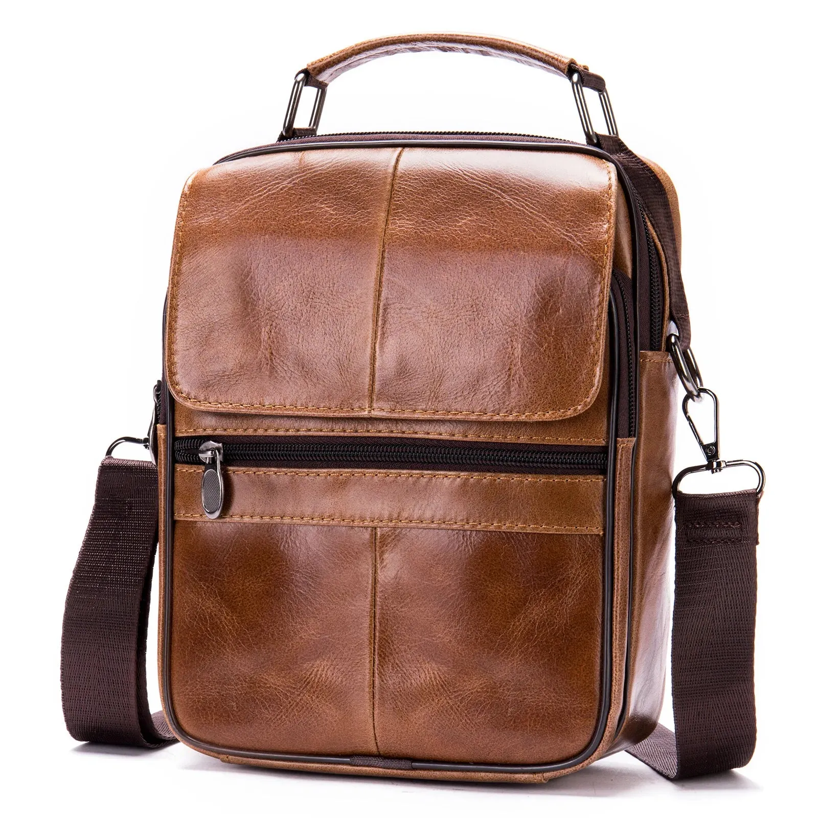 Men's 7.9" iPad Shoulder Bag Soft Cowhide Crossbody Messenger